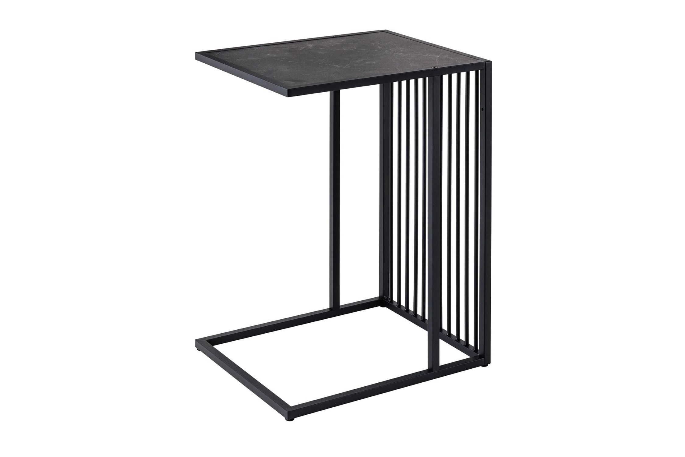 Table d'appoint en noir 35 x 43 cm aspect marbre forme C