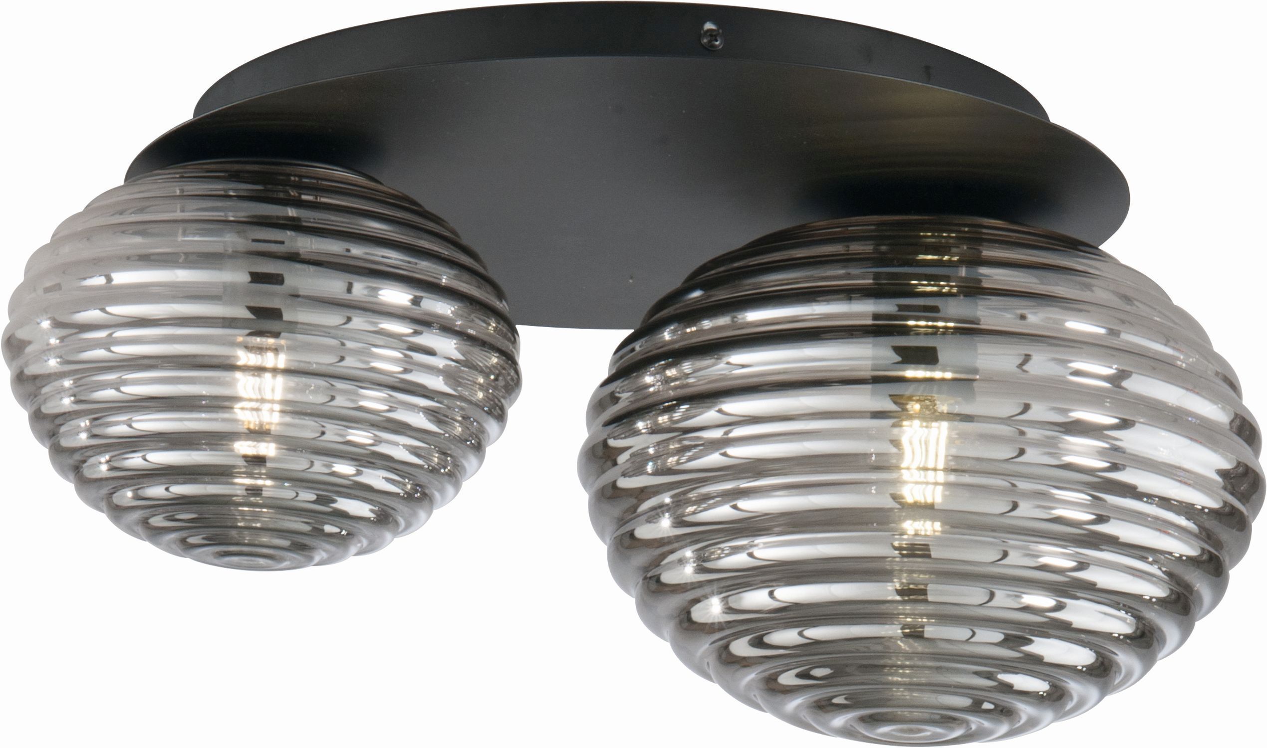 Deckenlampe Rauchglas Metall Schwarz E27 45 cm blendarm