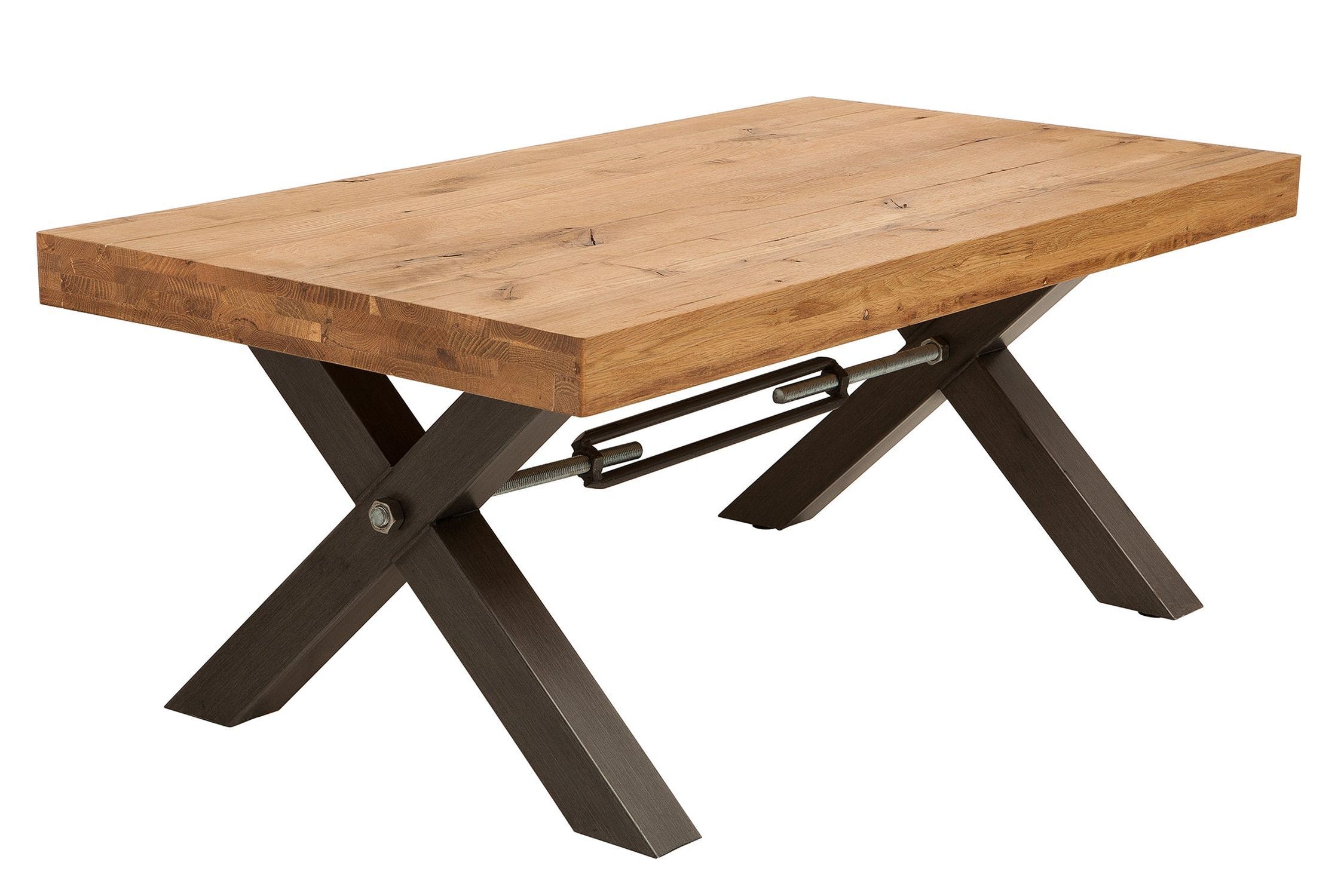 Table basse bois (chêne sauvage) métal 110 x 60 cm