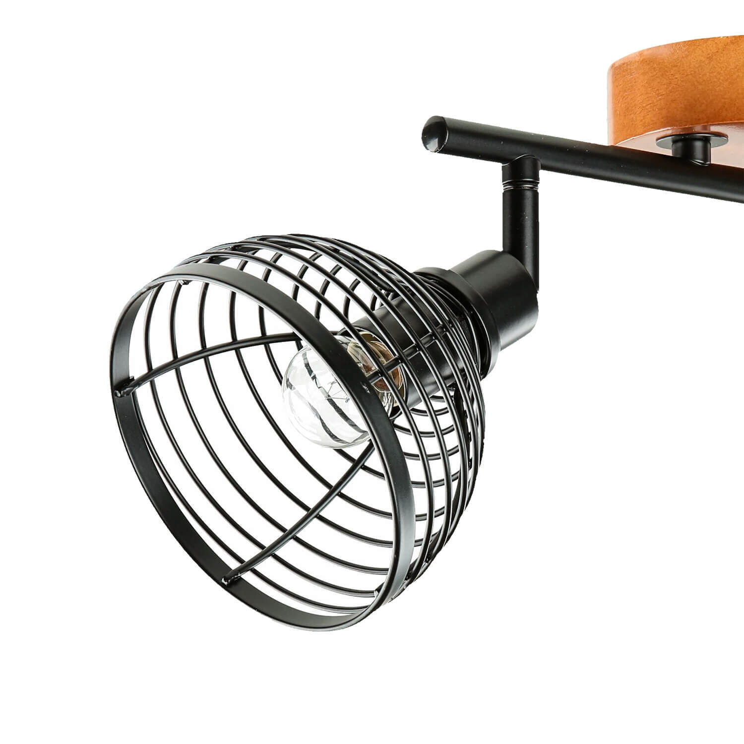 Deckenstrahler Retro Design Holz Metall 2-flammig E14 Beleuchtung, Badezimmer, Drinnen, Zimmer, Duscharmatur