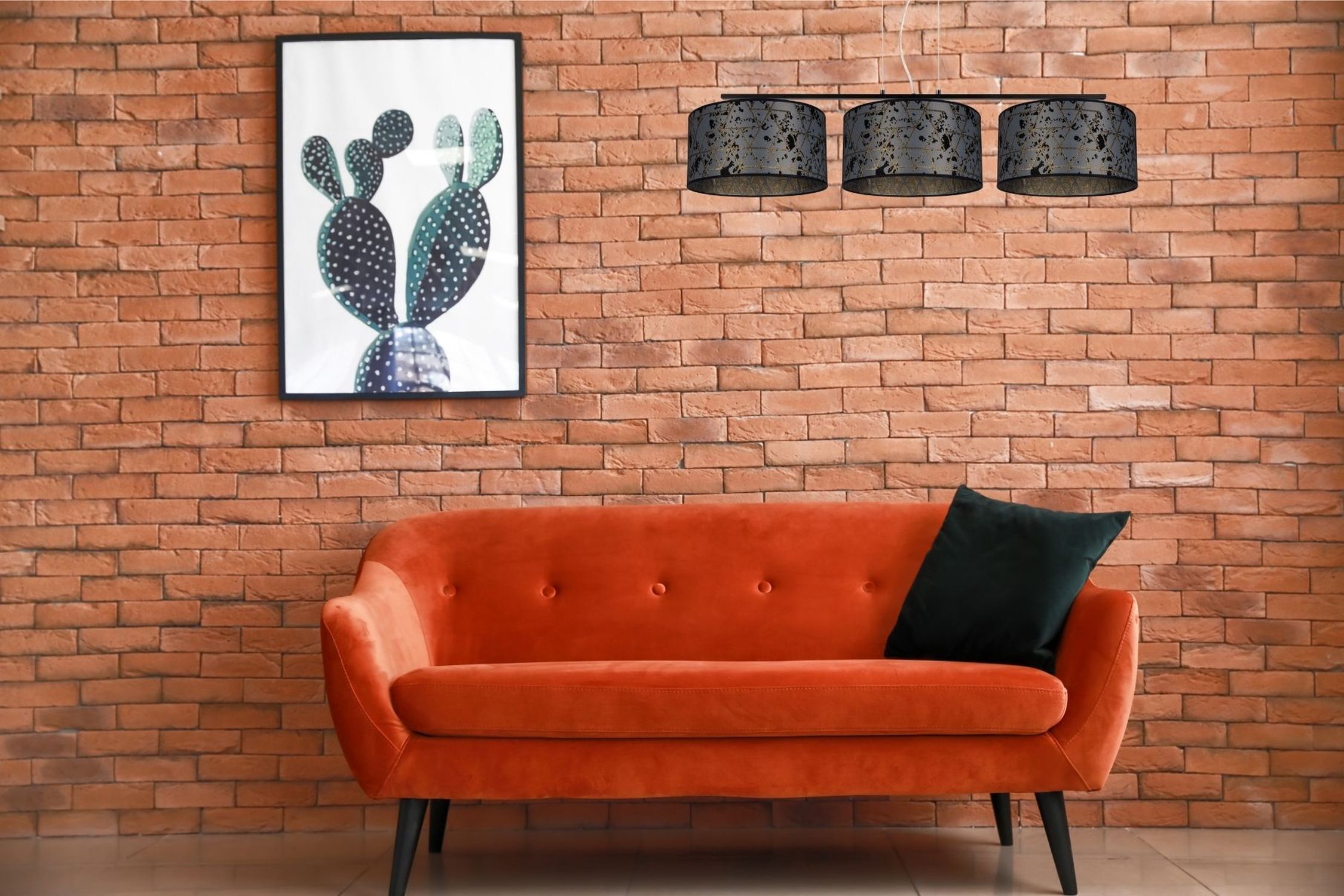 Gemütliche Hängelampe Stoff Graphit Muster E27 L:100 cm sofa, ecksofa, orange, leder, bräddendekoration