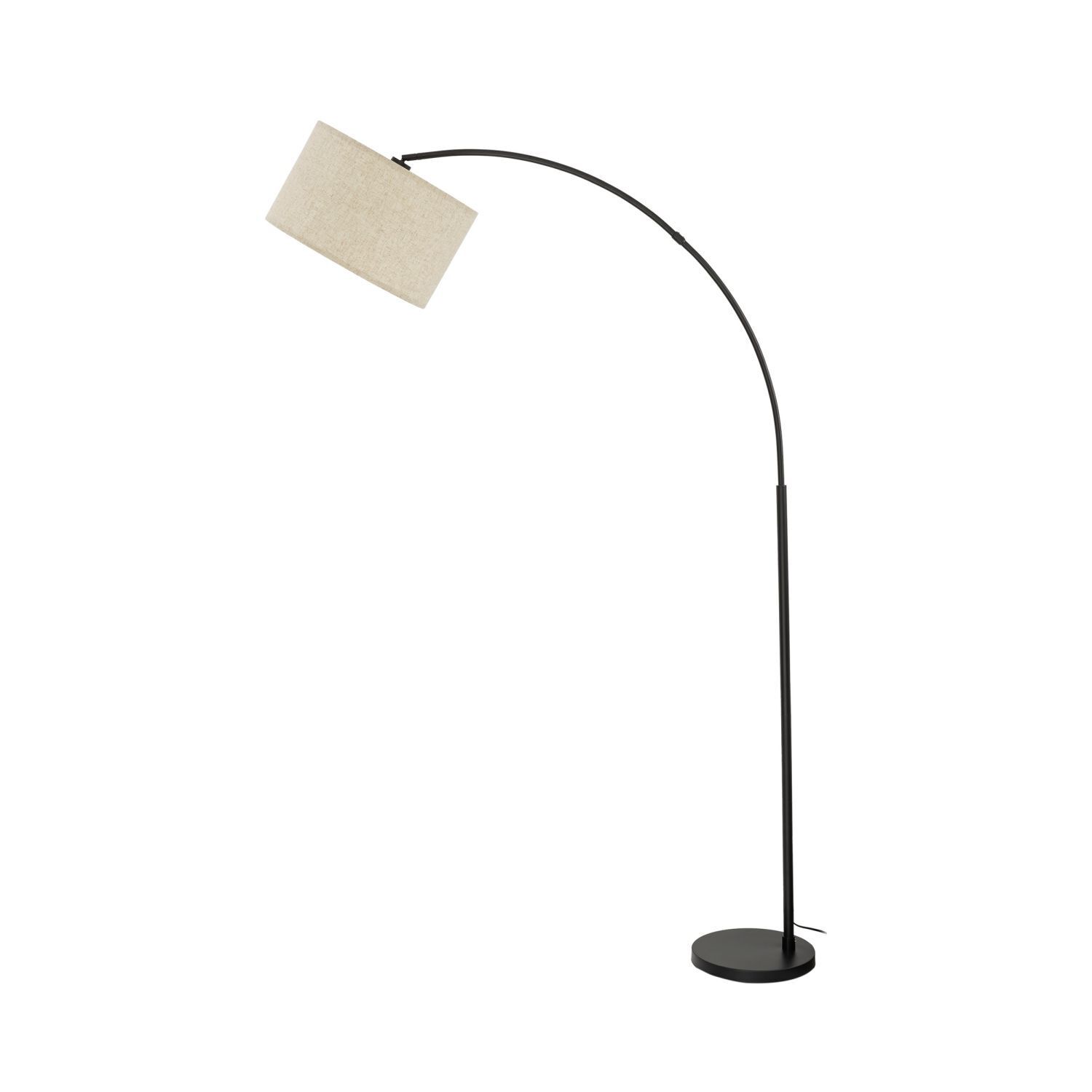 Bogenleuchte 200 cm verstellbar Stoff Metall Schwarz Beige E27 Lampe, Lampenschirm