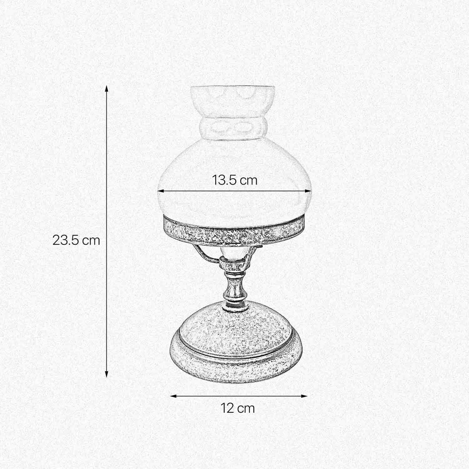 Lampe de table verre laiton 23,5 cm en bronze crème antique E14