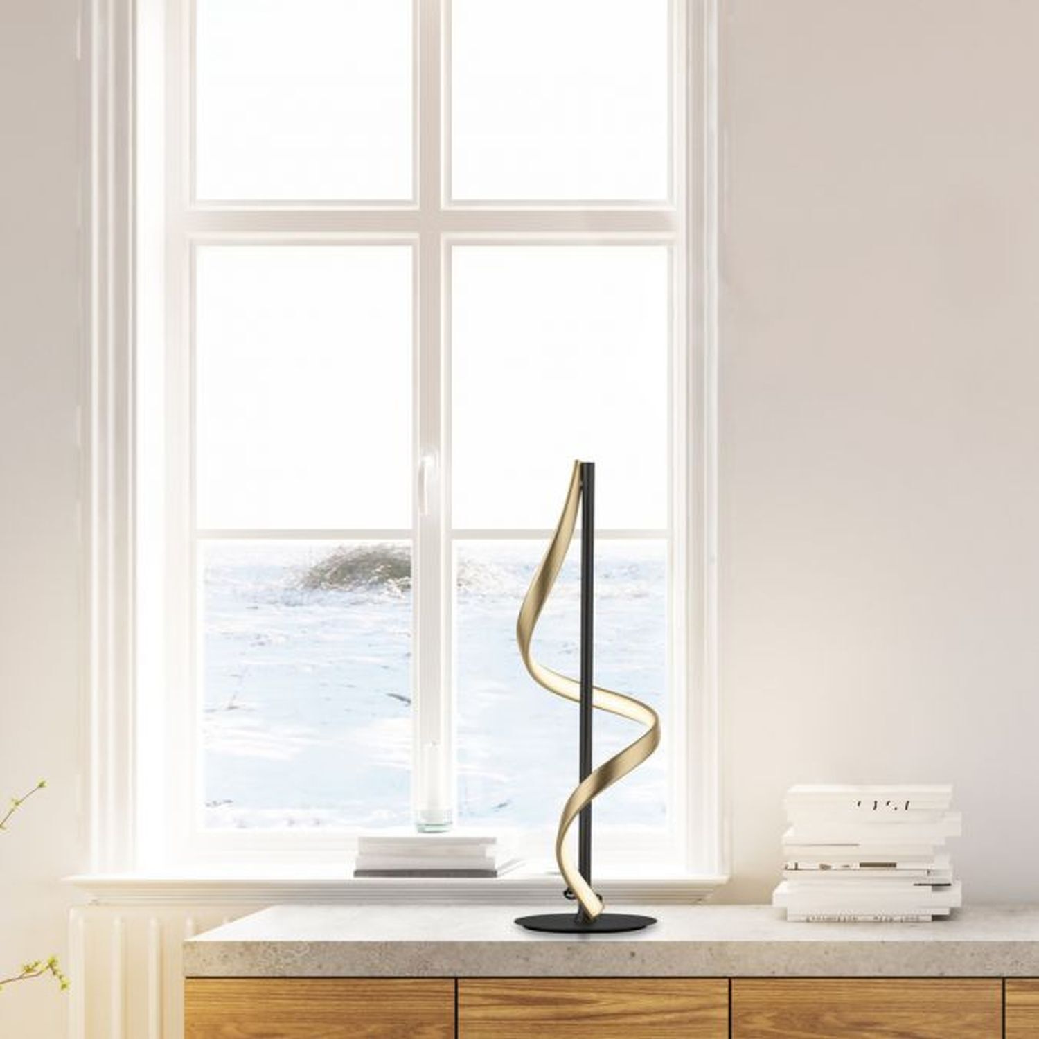 Lampe de table LED à intensité variable 50 cm 1235 lm anthracite laiton Lampe, Fenster, Fensterbank