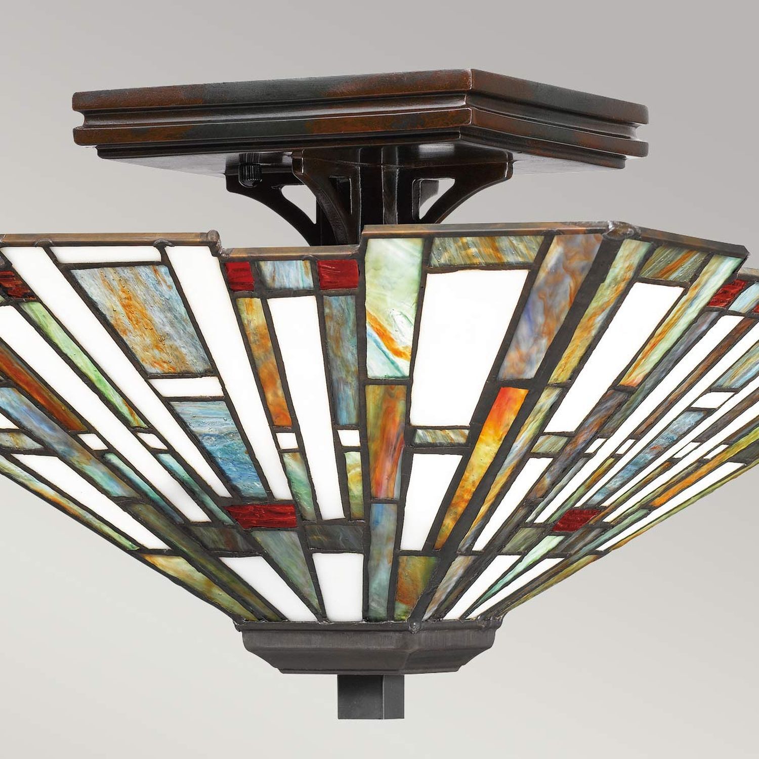 Deckenleuchte Metall Glas 36,7 cm breit Tiffany Stil 2x E27 Lampe, Deckenleuchte, Pistole, Waffe