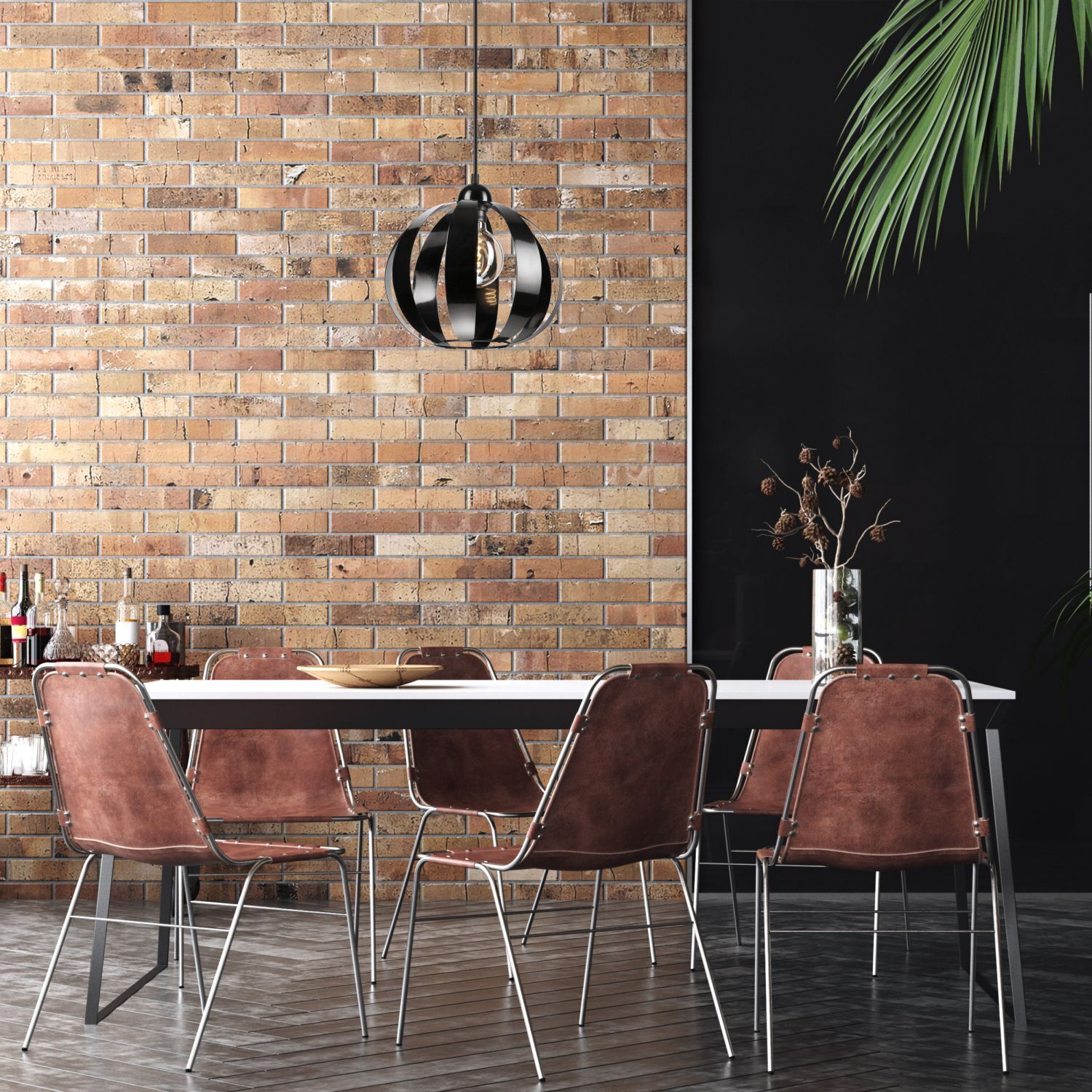 Lampe à suspendre Noir E27 Ø 28 cm Métal Rétro ORVAR
