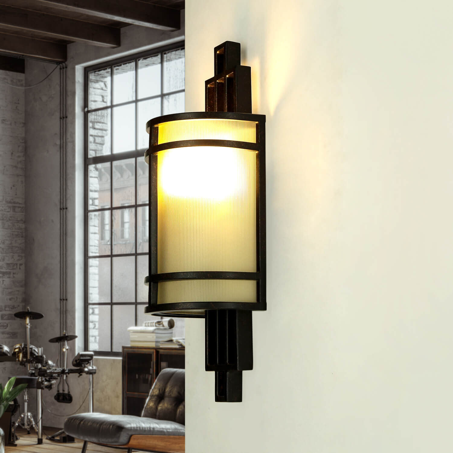 Wandlampe SHOJI Bronze Vintage Leuchte Wohnzimmer Leuchte, Lampe