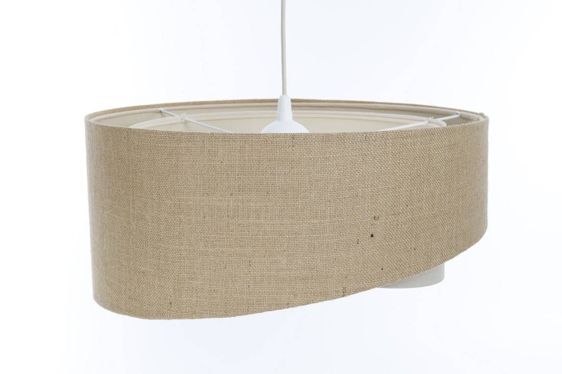 Suspension ronde Ø 50 cm Tissu Nature Crème E27 Boho