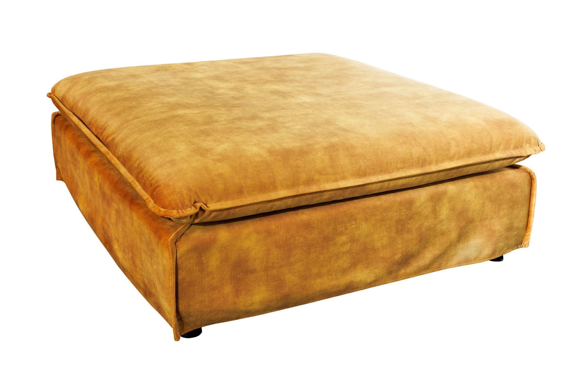 Tabouret rembourré velours jaune 100 cm de long housse lavable