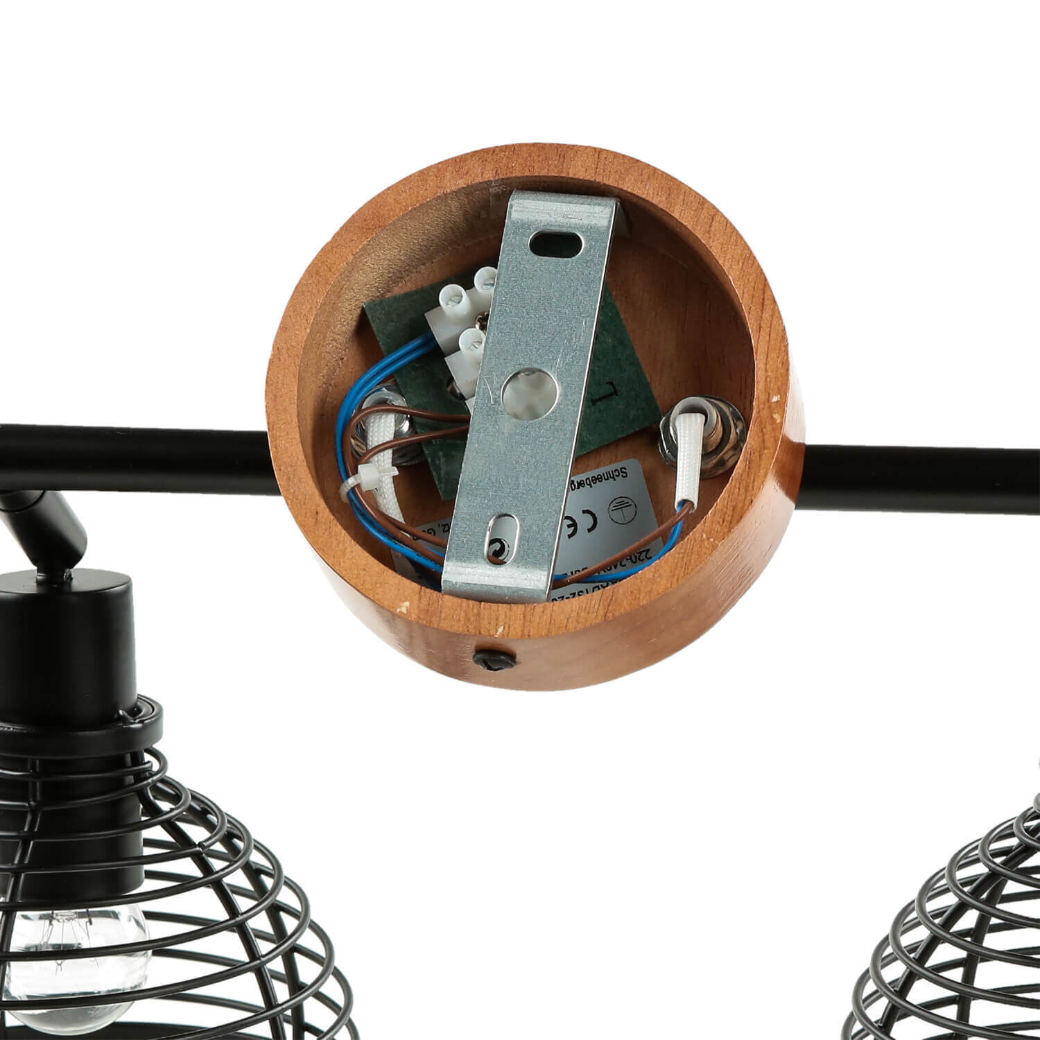 Deckenstrahler Retro Design Holz Metall 2-flammig E14 Spule, Spirale