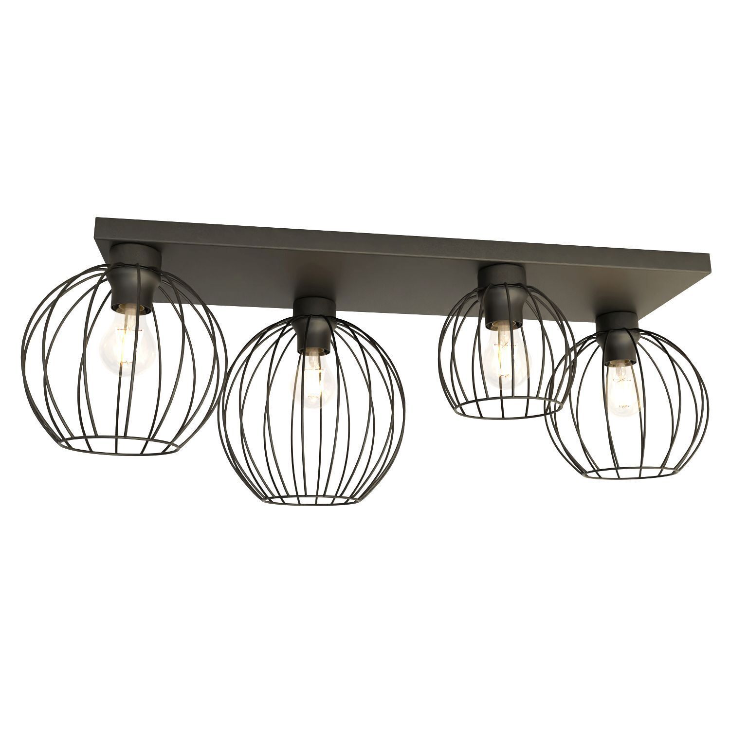 Deckenlampe Retro Schwarz Draht E27 3-flmg 70 cm lang