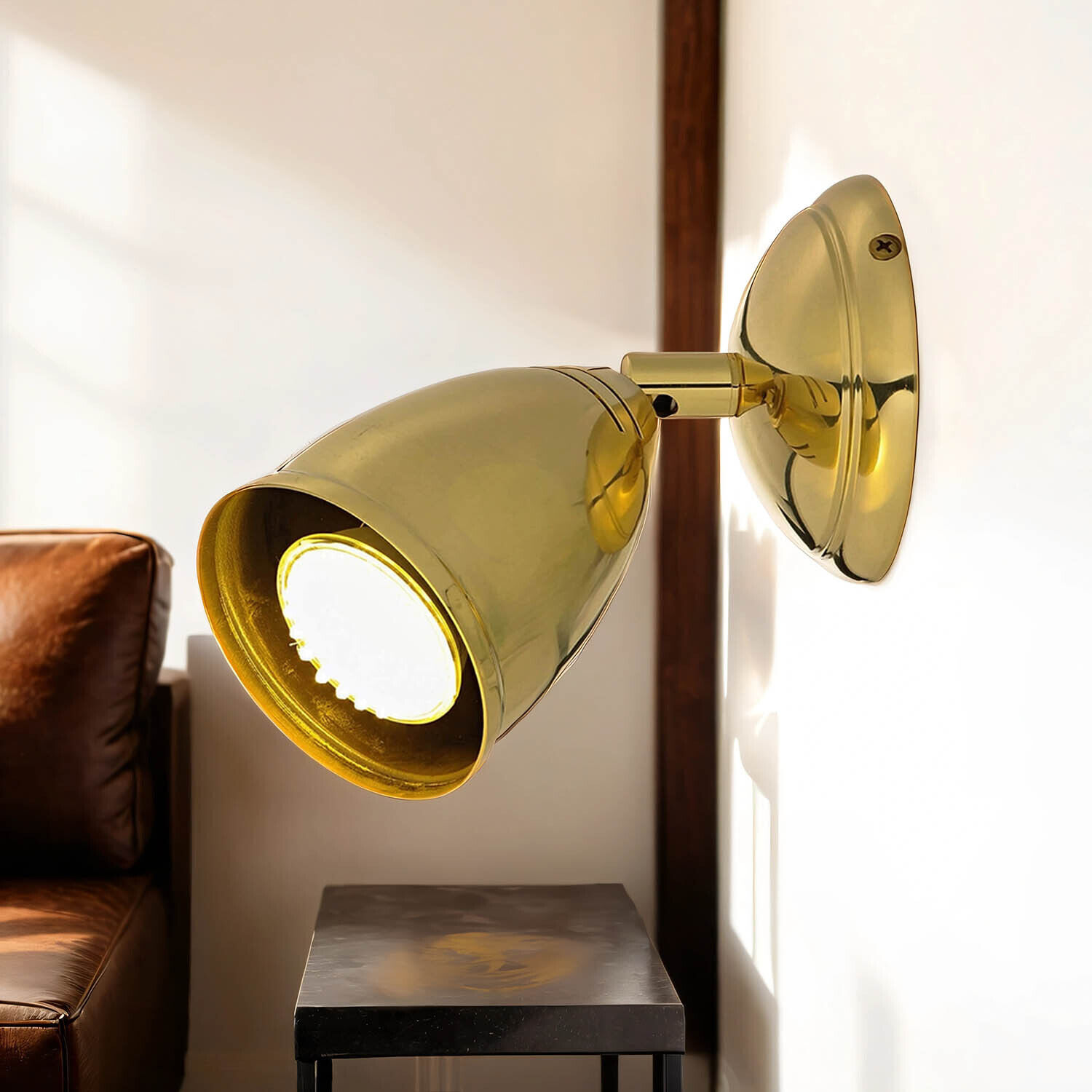 Spot Lampe klein Messing massiv E27 verstellbar Beleuchtung, Lampe