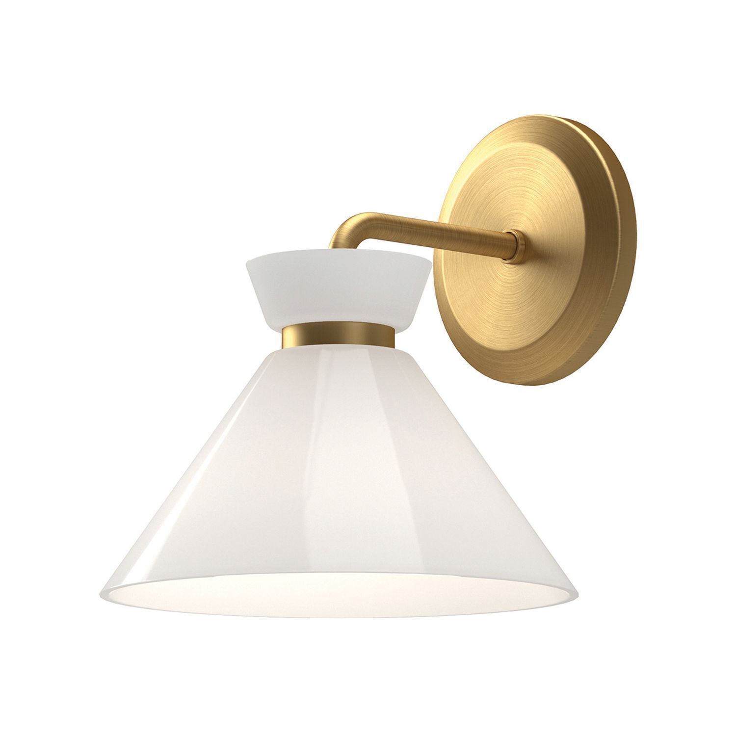 Wandleuchte Glas Metall H: 22,2 cm in Gold Weiß Retro Lampe, Leuchte