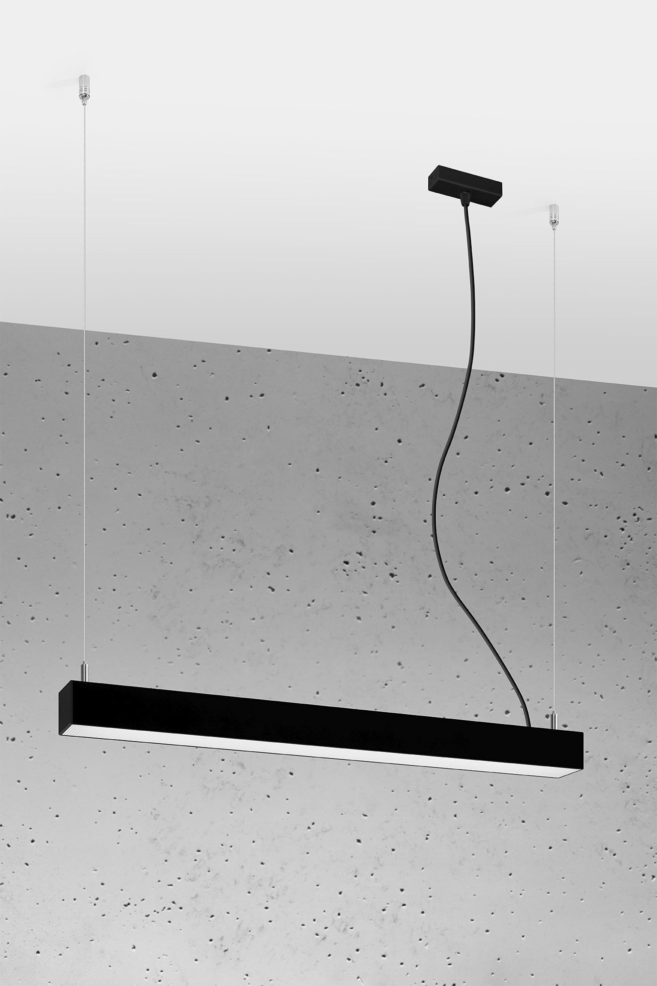 Suspension LED noire métal 67 cm allongée 4000 K