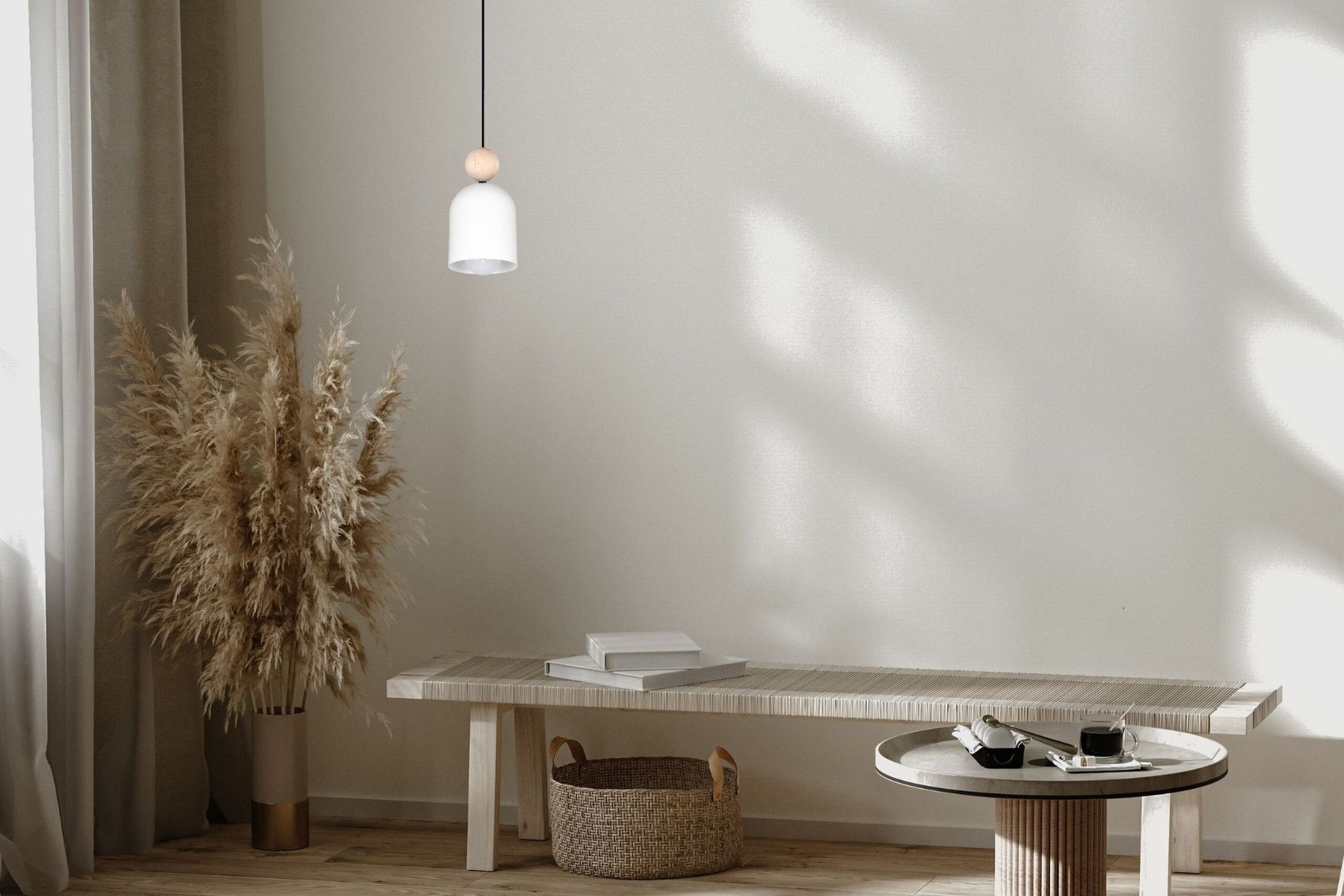 Wohnliche Hängelampe Metall Holz E27 Ø11 cm rund Tabelle, Lampe, Innenarchitektur, Esstisch, Pflanze