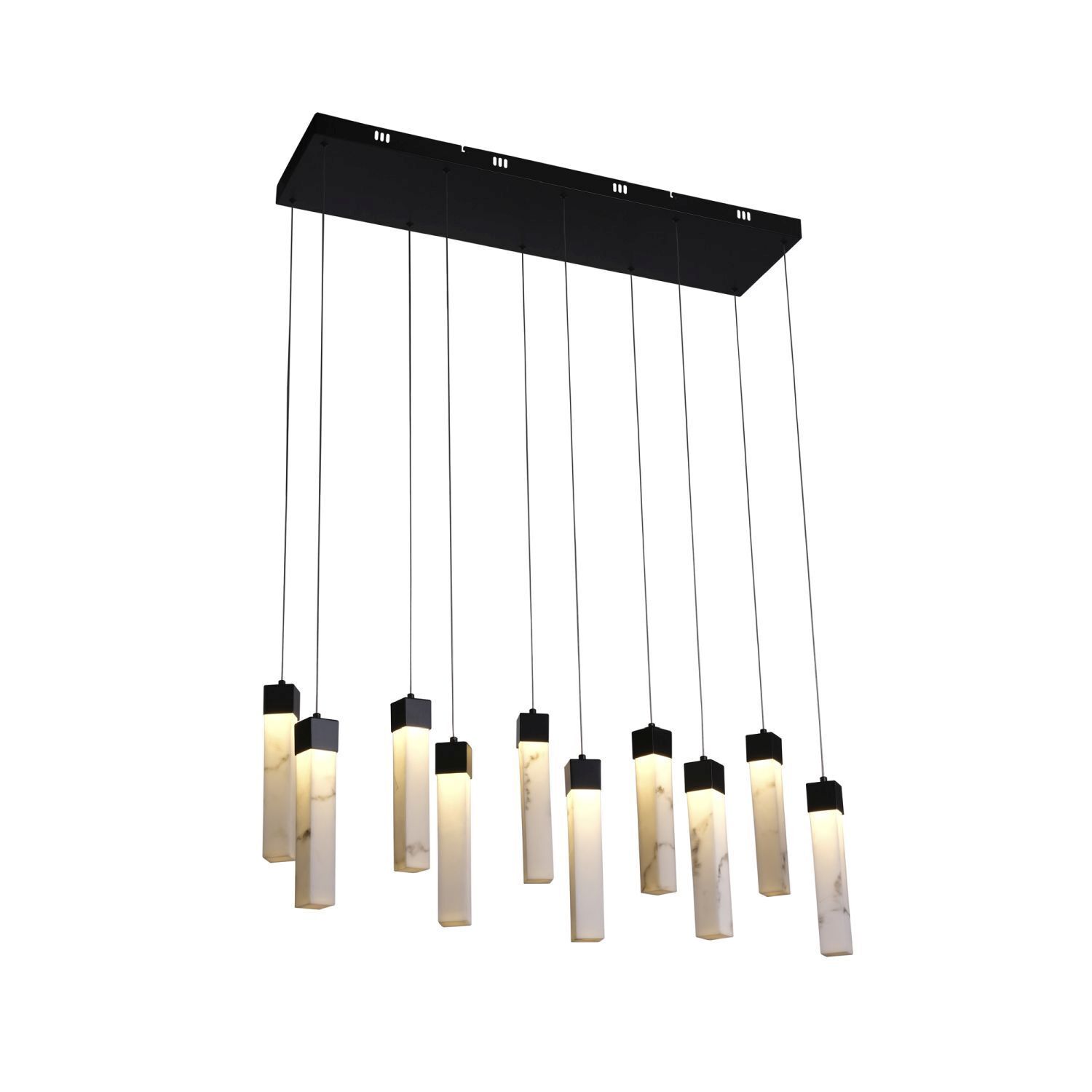 Suspension LED acier résine 1012 lm en marbre noir