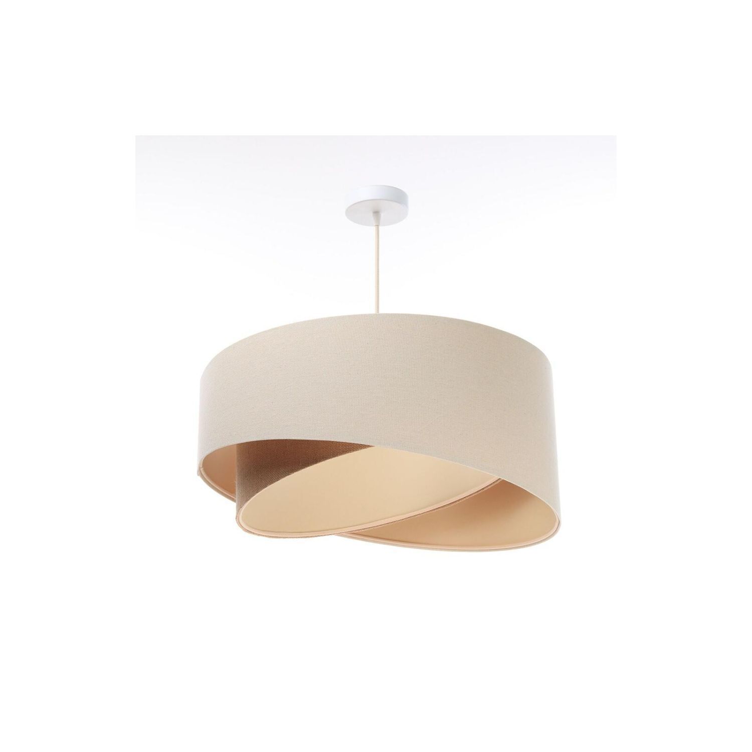 Hängelampe Leinen E27 rund Ø 50 cm Creme Beige wohnlich Lampe