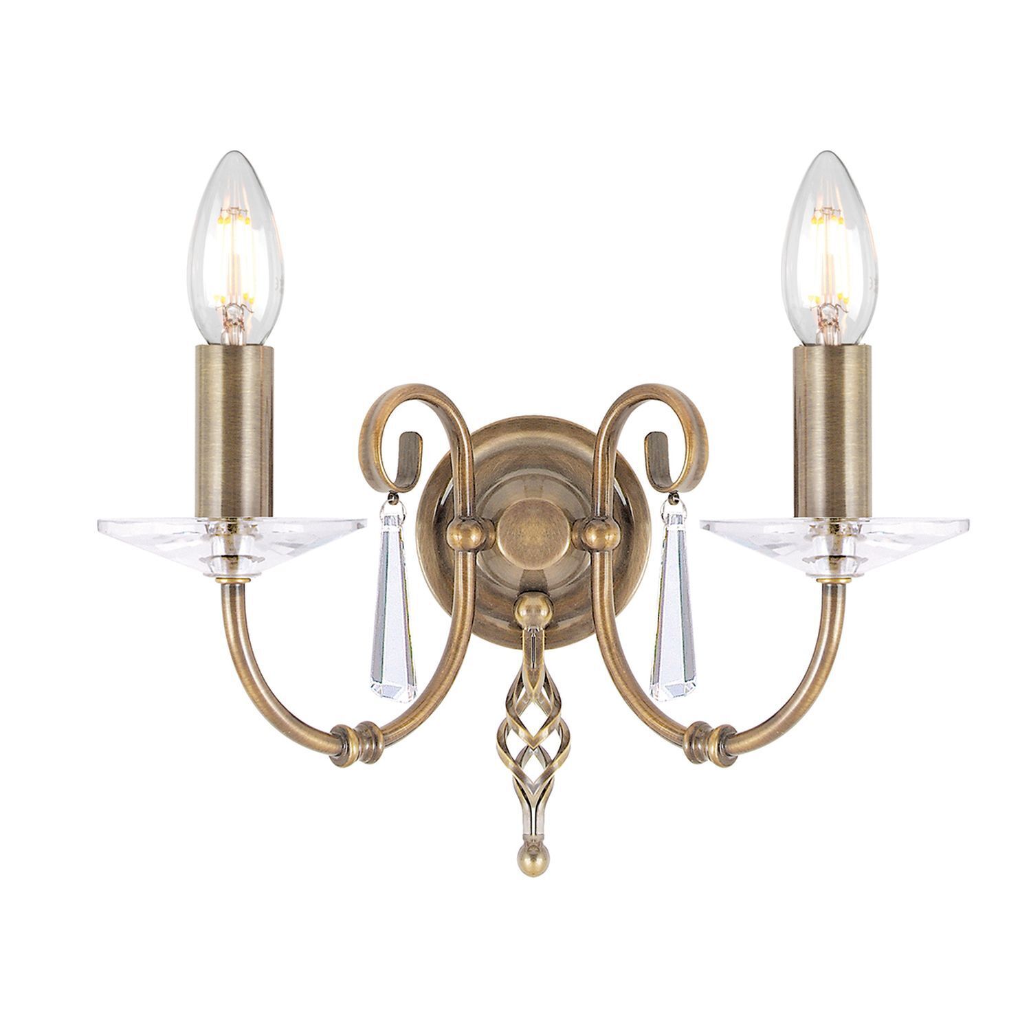 Lampe murale premium en laiton antique avec cristal