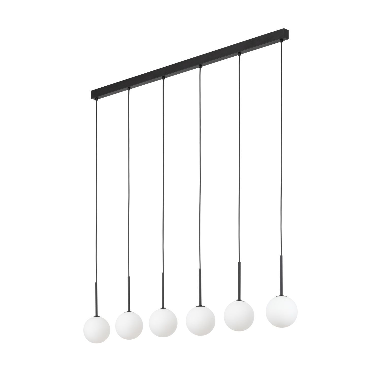 Pendelleuchte B: 122 cm Glas Metall Schwarz Weiß 6x G9