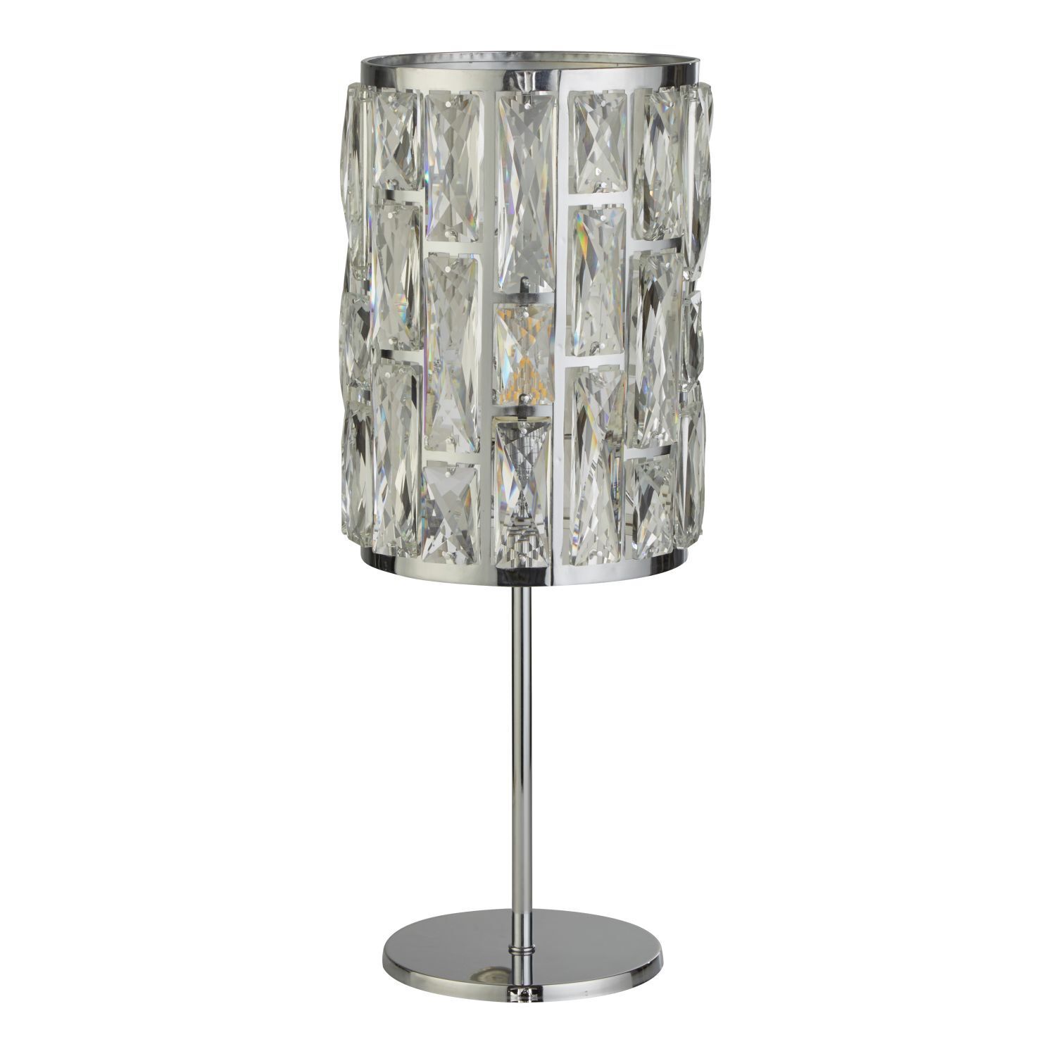 Lampe de table cristal métal 47 cm D : 19,5 cm chrome clair