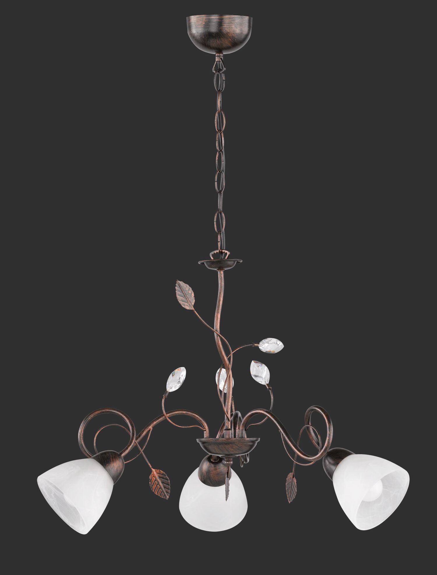 Florale Pendelleuchte Metall Glas B:70 cm Rost Antik Leuchter, Lampe