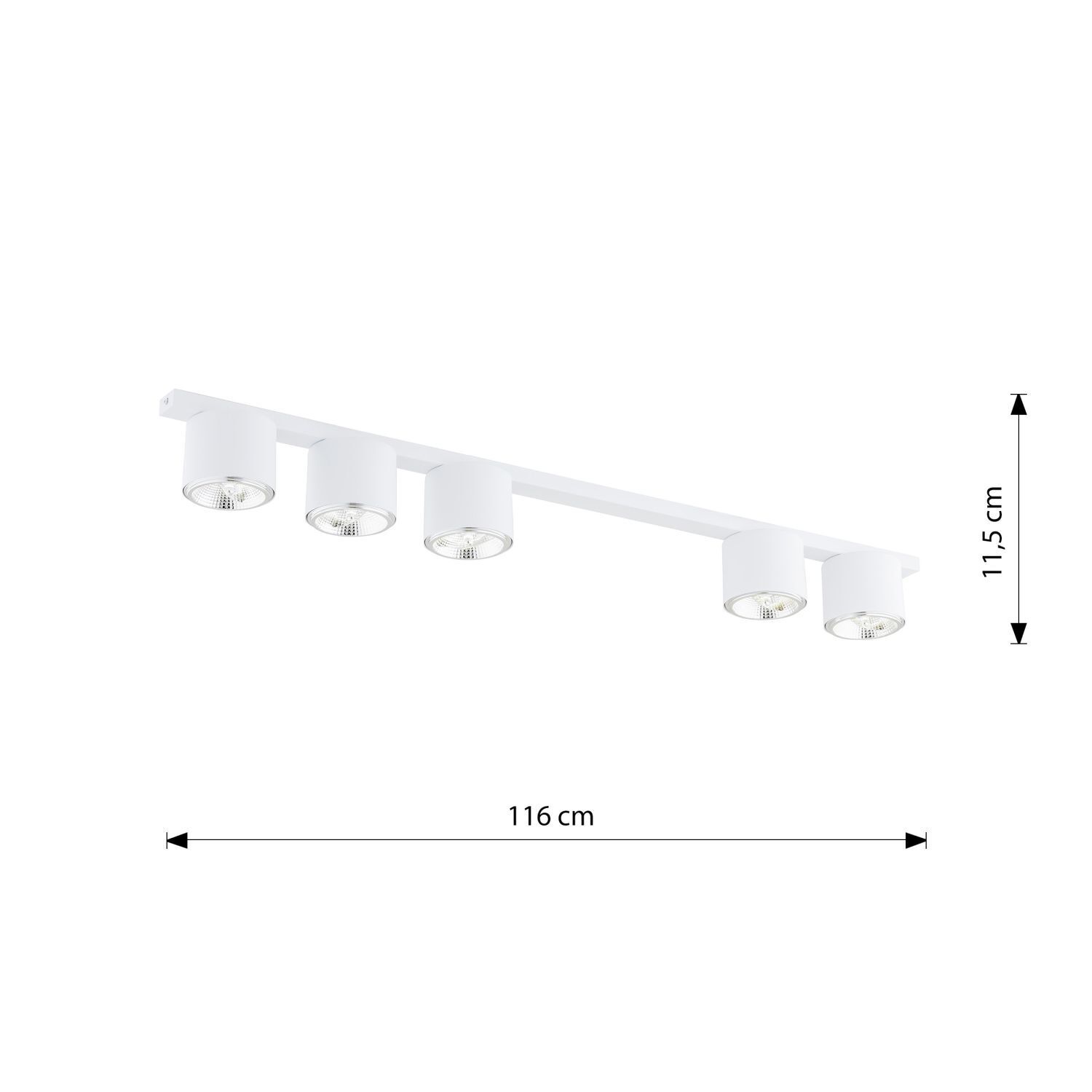 Deckenleuchte Metall 116 cm lang Weiß 5-flammig GU10 AR111