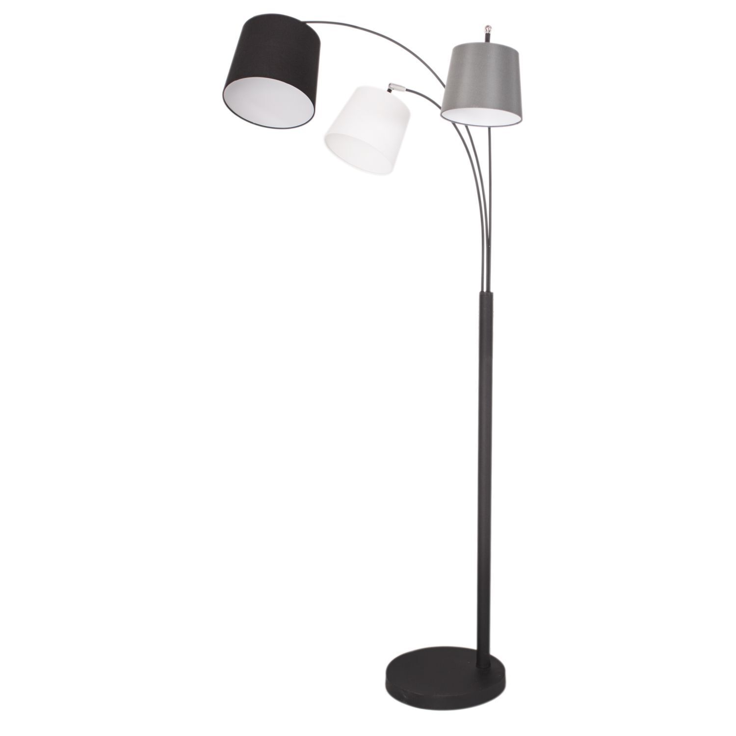 Standlampe, drei-Schirm-Lampe, Metall, schwarz, Kabelgestell