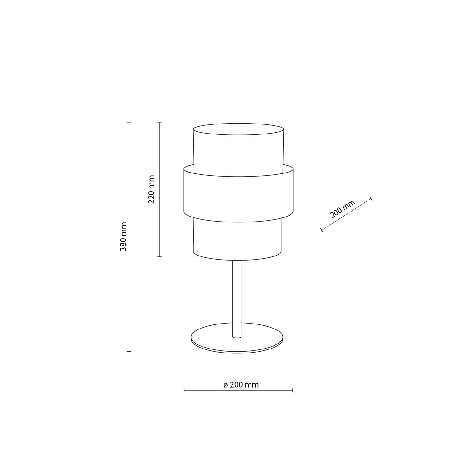 Lampe de table tissu métal 38 cm de haut noir blanc E27 Zylinder, Diagramm, Handlung, Glas