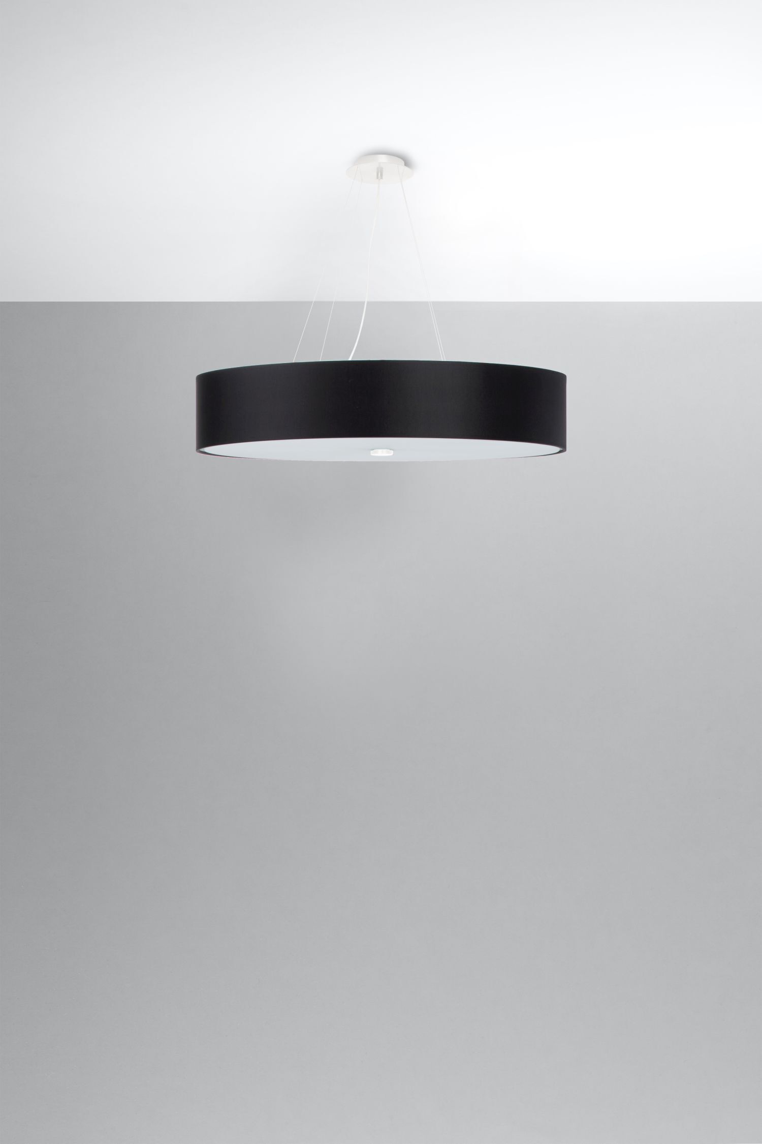 Lampe à suspendre ronde Ø 70 cm tissu anti-éblouissant verre 6x E27
