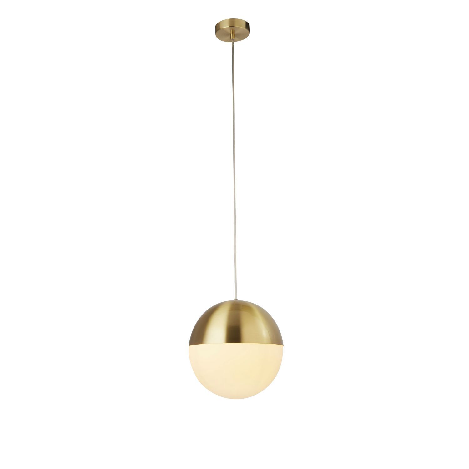 Lampe à suspendre ronde Ø 25 cm en laiton blanc métal verre