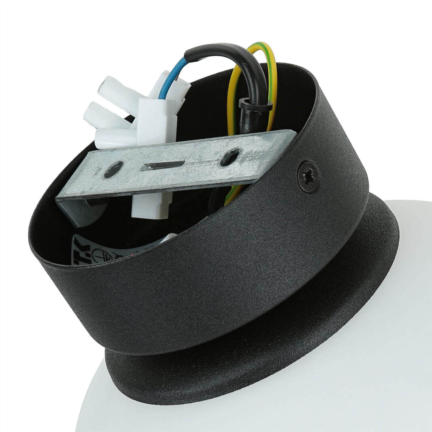 deckenlampe-kugel-deckenleuchte-1x-e27-schwarz--weiss-metall-glas-modern-7 pendant light, decke montage, schwarze fassung, metallhalter, verkabelungssatz
