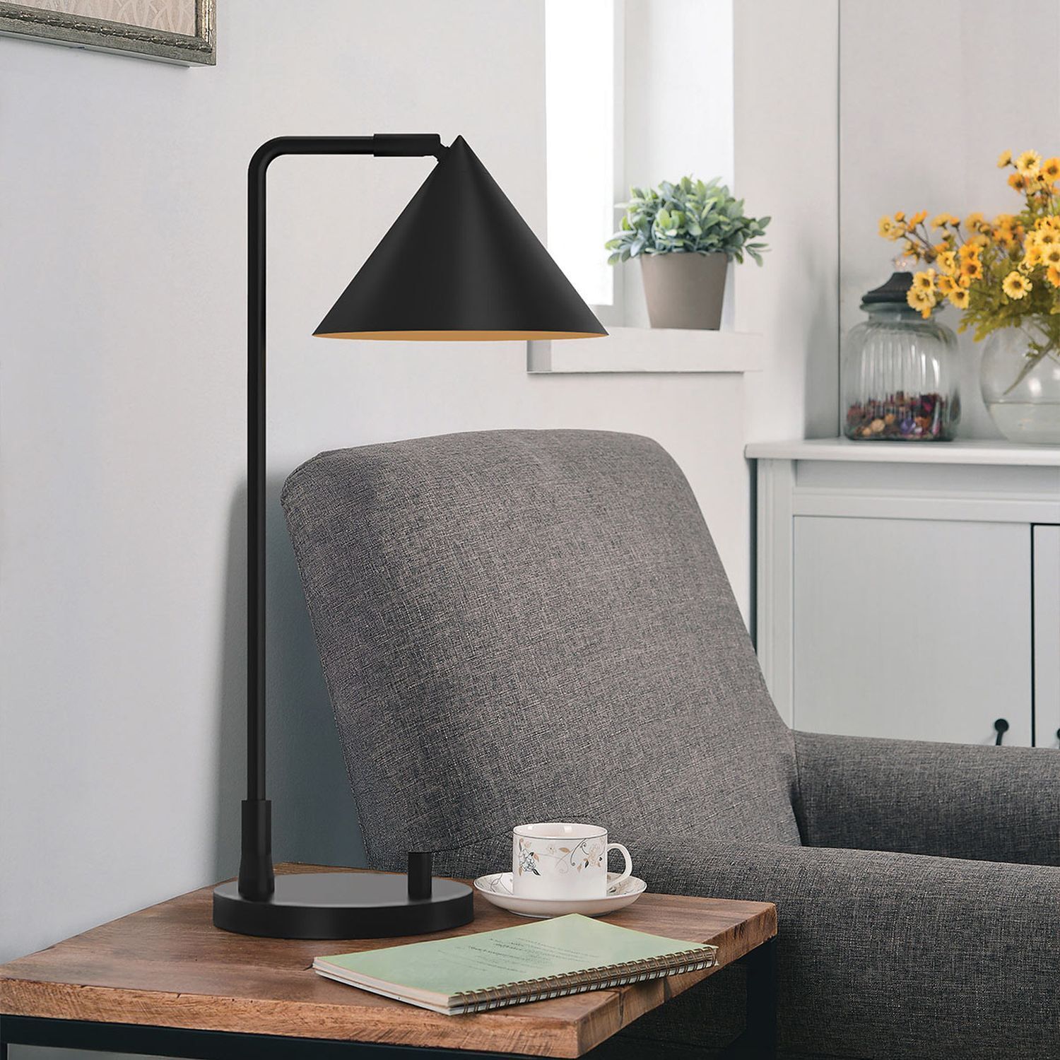 Lampe de bureau métal hauteur 51 cm noir réglable Lampe, Tasse, Stehlampe, Mobiliar