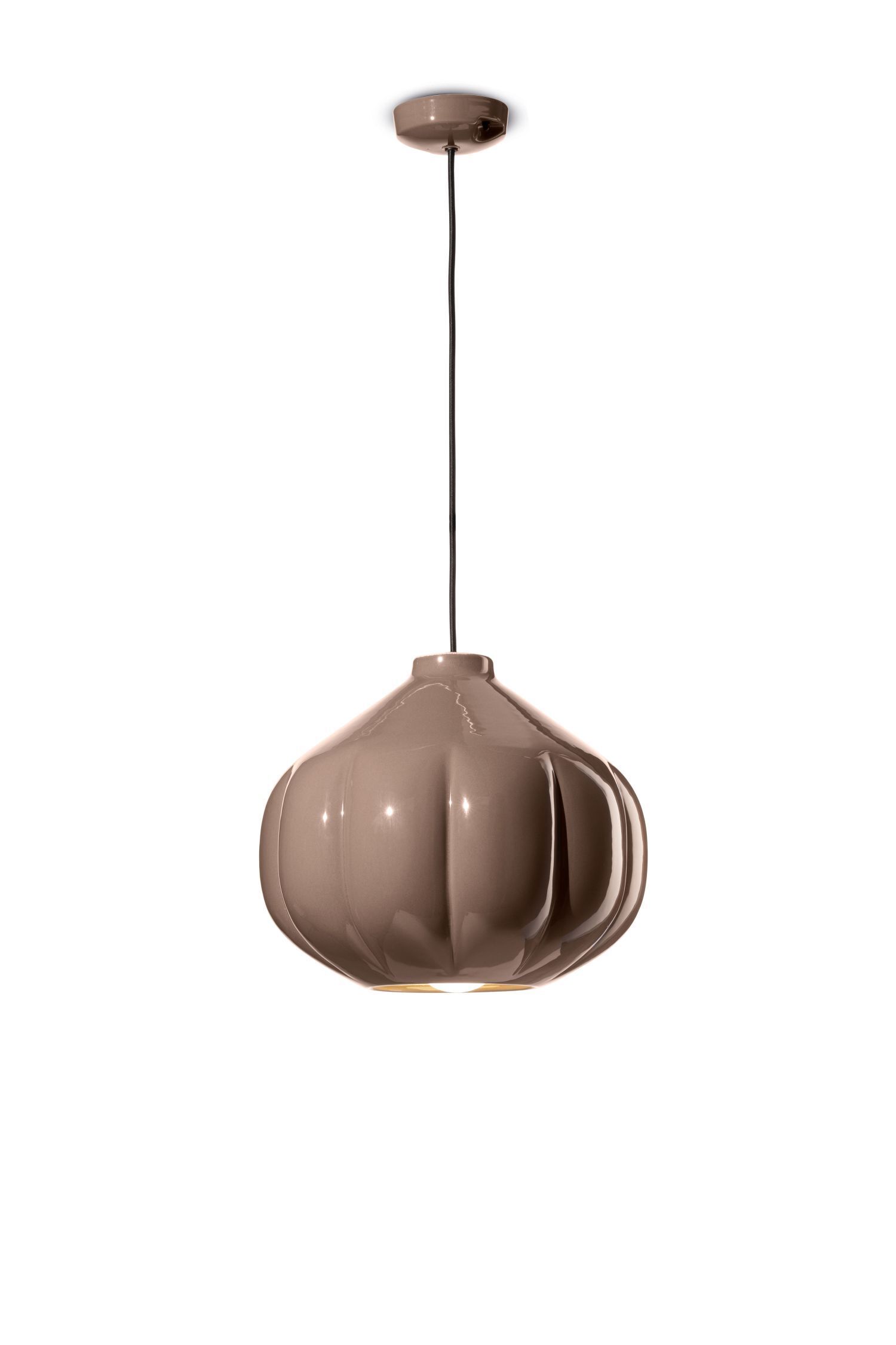 Suspension céramique artisanale E27 ronde D : 34 cm brun Leuchte, Lampe, Kronleuchter