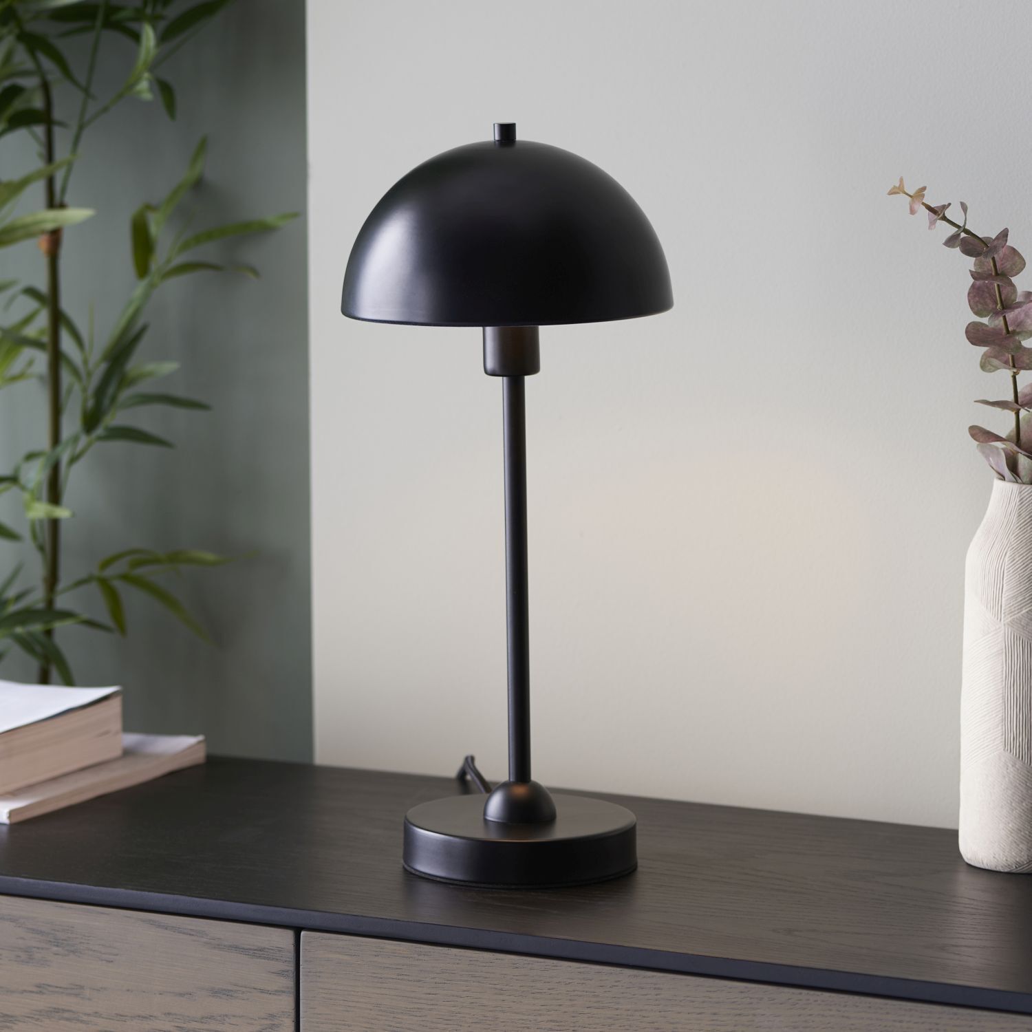 Lampe champignon noir métal 41 cm interrupteur à fil E14 ALFIE
