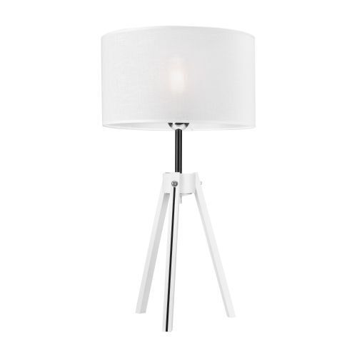Tischlampe Weiß Stoff rund H:62cm verstellbar