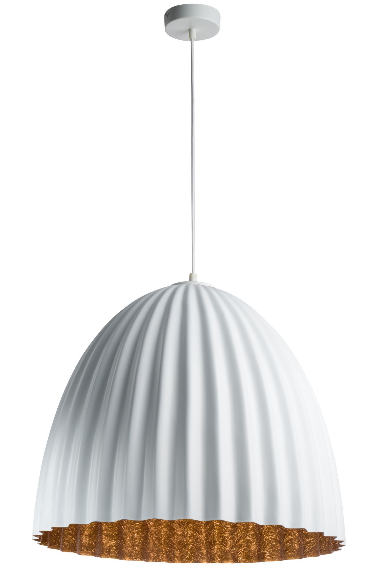 Loft Pendelleuchte Weiß Kupfer Metall Riffel Ø50 cm E27