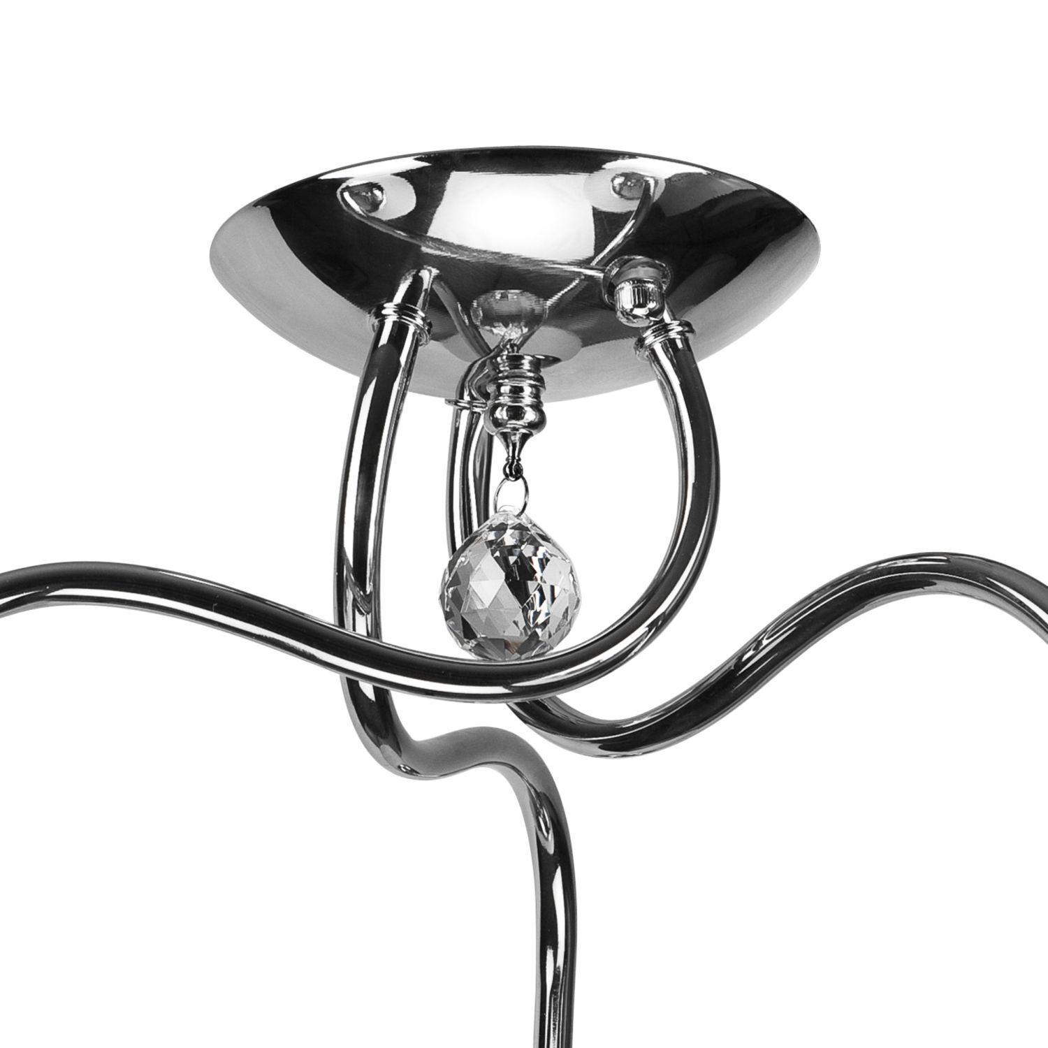 Wohnliche Deckenlampe Glasschirme L:50 cm E27 in Chrom Wohnliche Deckenlampe Glasschirme L:50 cm E27 in Chrom