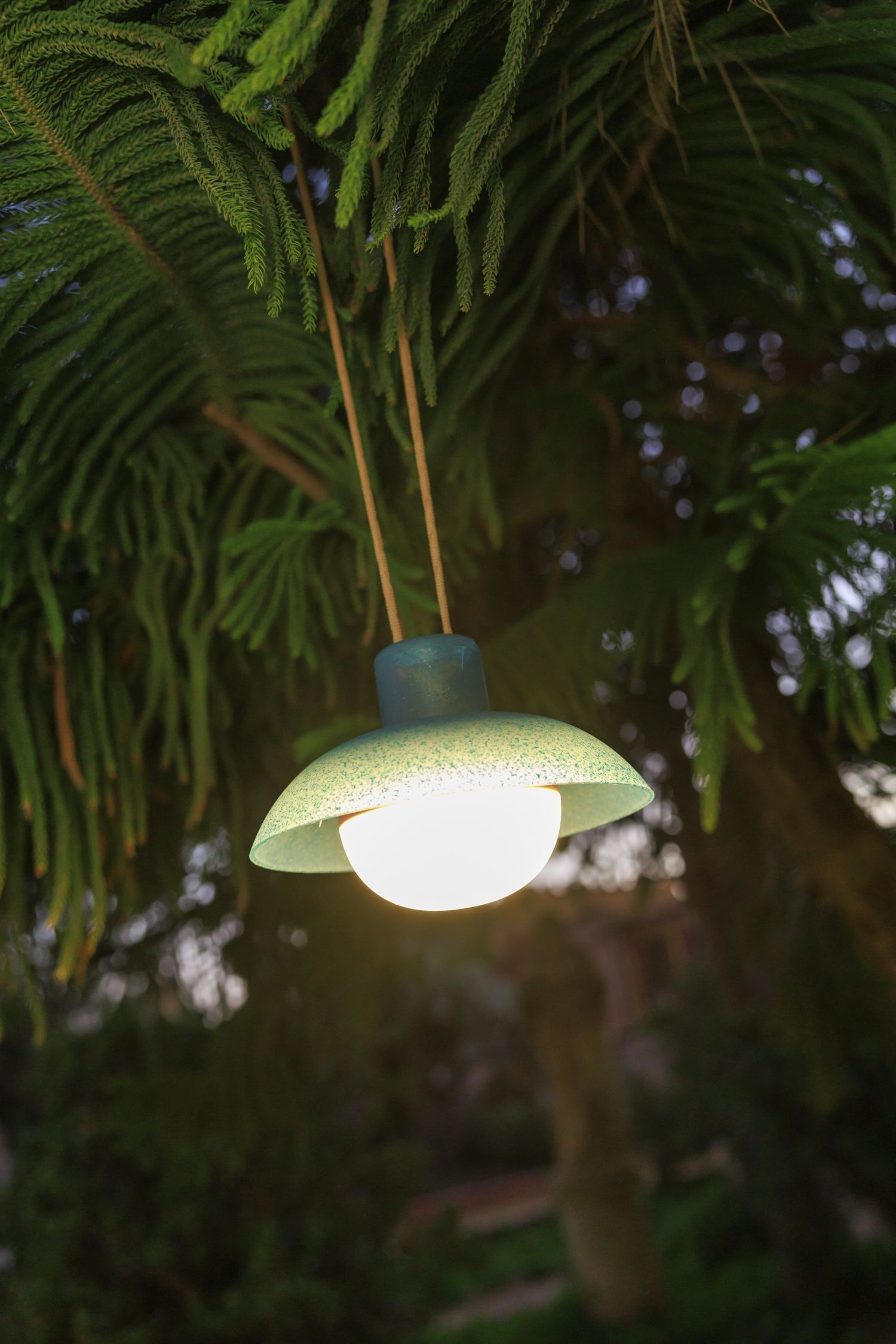 LED Akku Pendelleuchte dimmbar Blau IP54 3000 K Ø20 cm hängende leuchte, aussenbeleuchtung, glühbirne, grüne schale, baumzweig