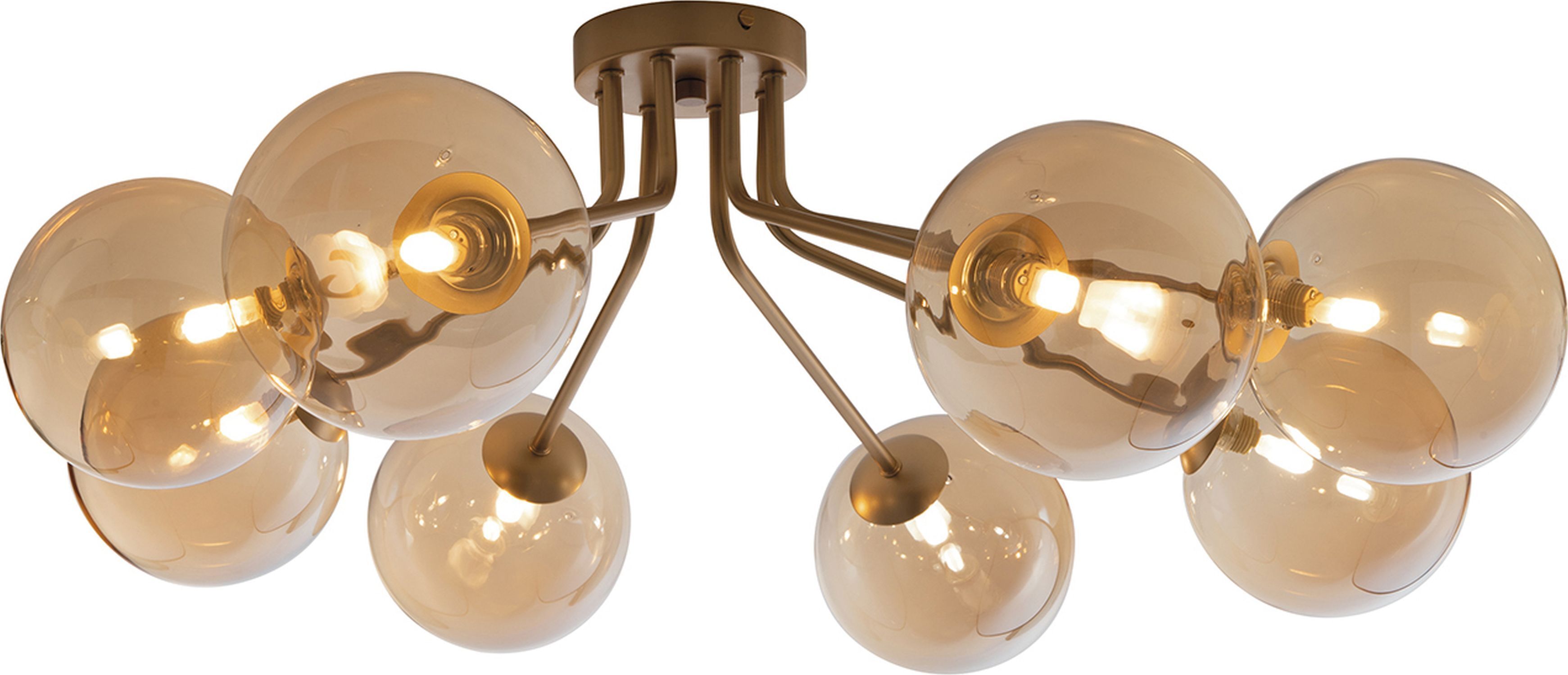 Deckenlampe Glas Metall Messing Champagner L:88 cm G9 Leuchter, Lampe, Leuchte