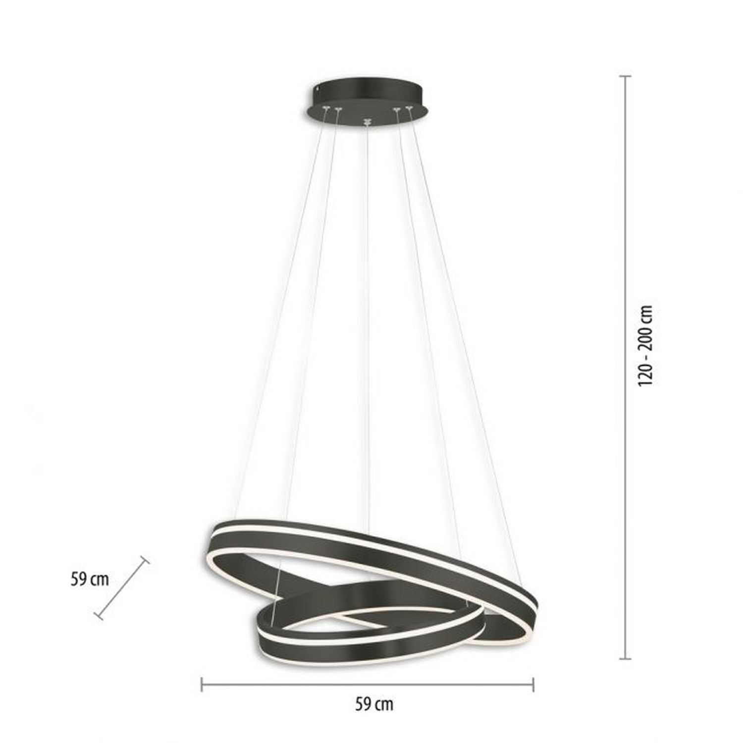 Suspension LED à intensité variable Ø59 cm 7300 lm Anthracite
