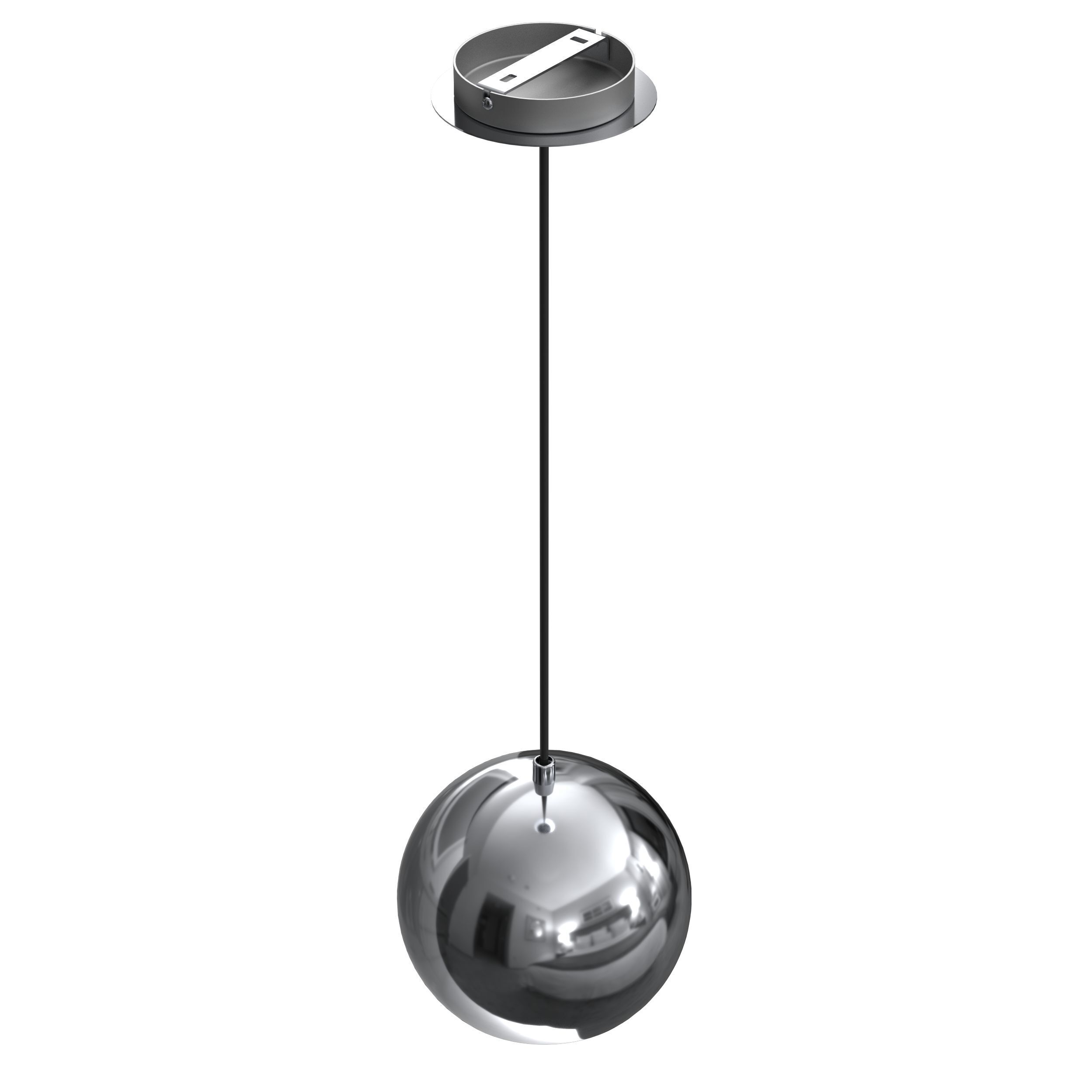 Lampe à suspendre métal rond rétro chrome abat-jour sphérique Beleuchtung