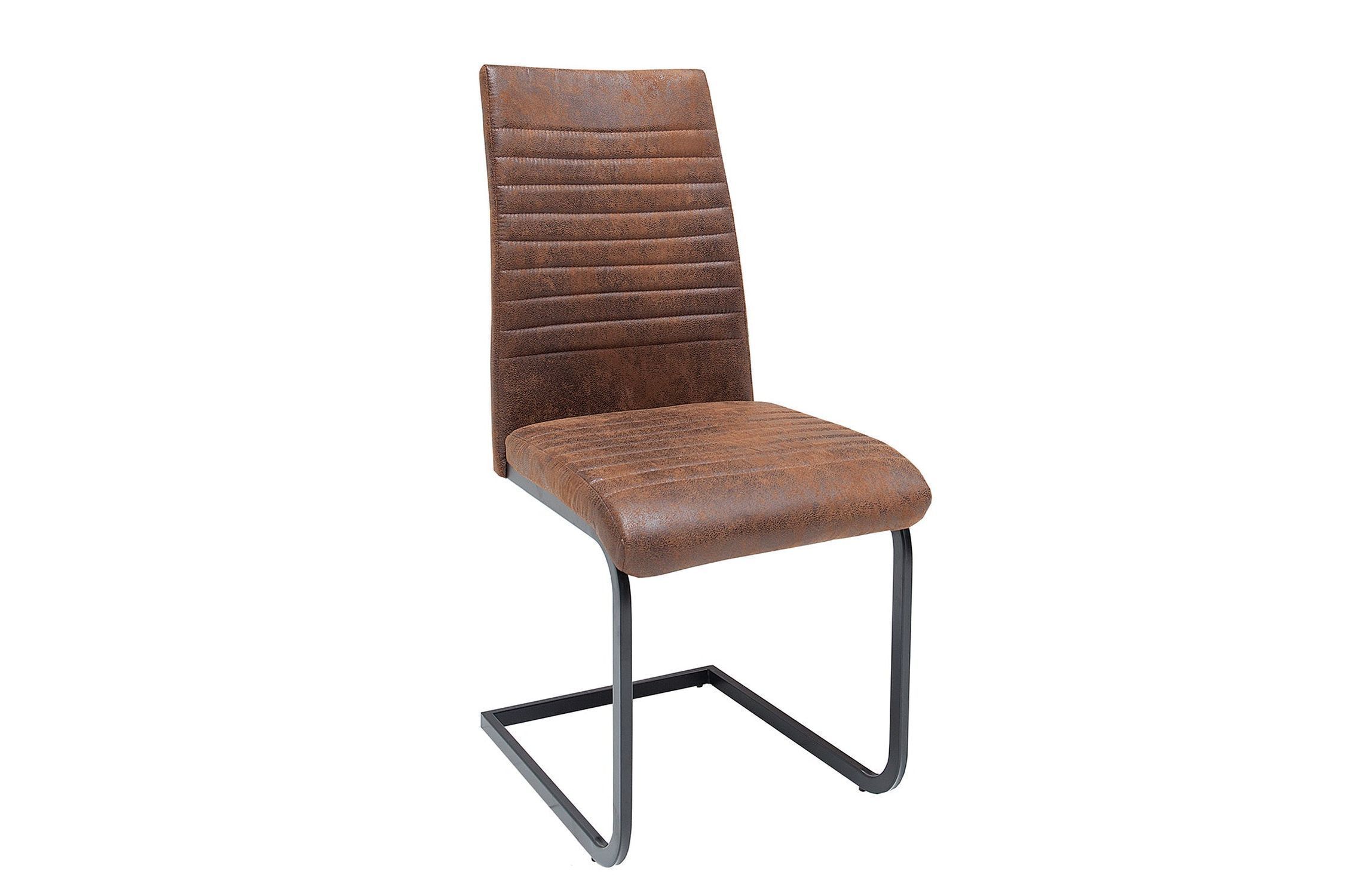 Chaise cantilever marron noir en tissu métal