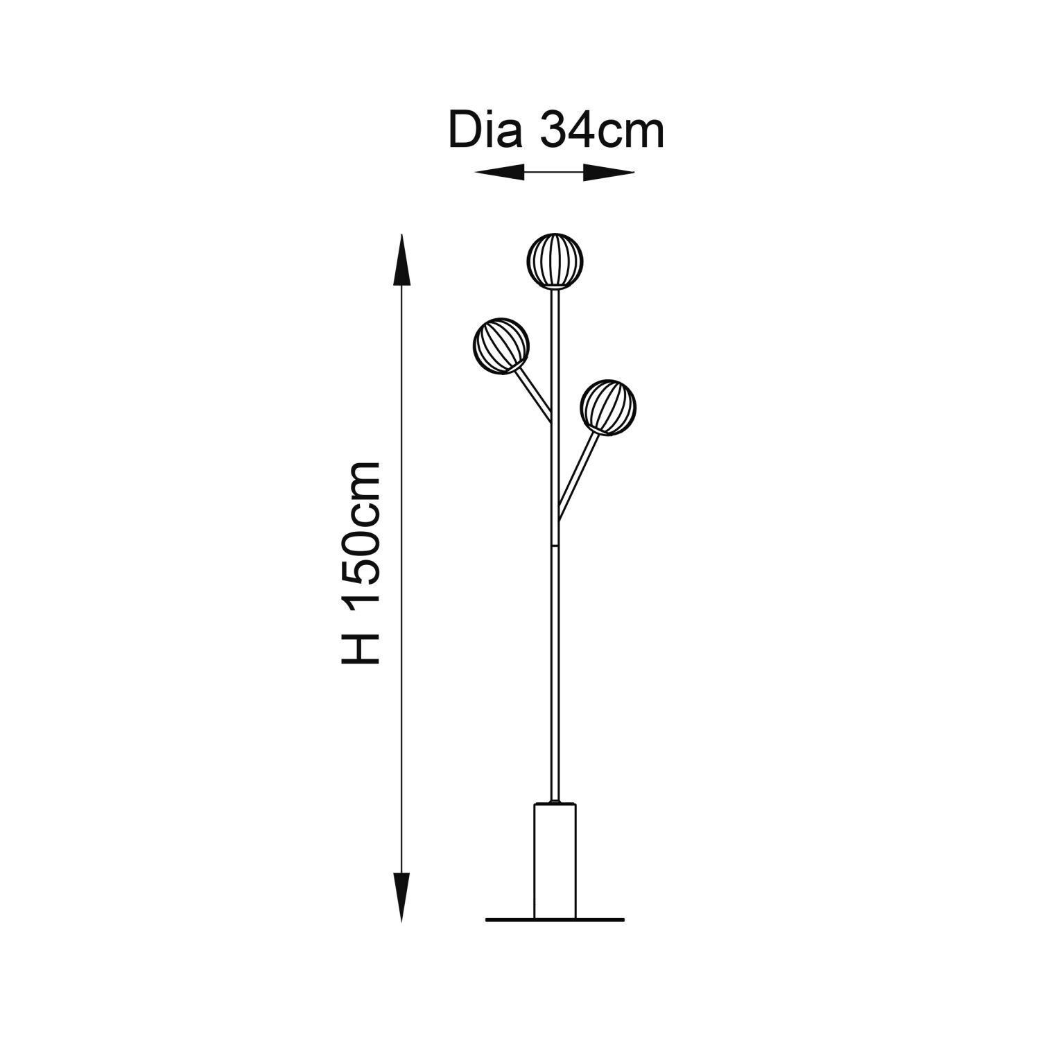 Lampadaire petit 150 cm en laiton blanc 3x G9 Abat-jour sphérique