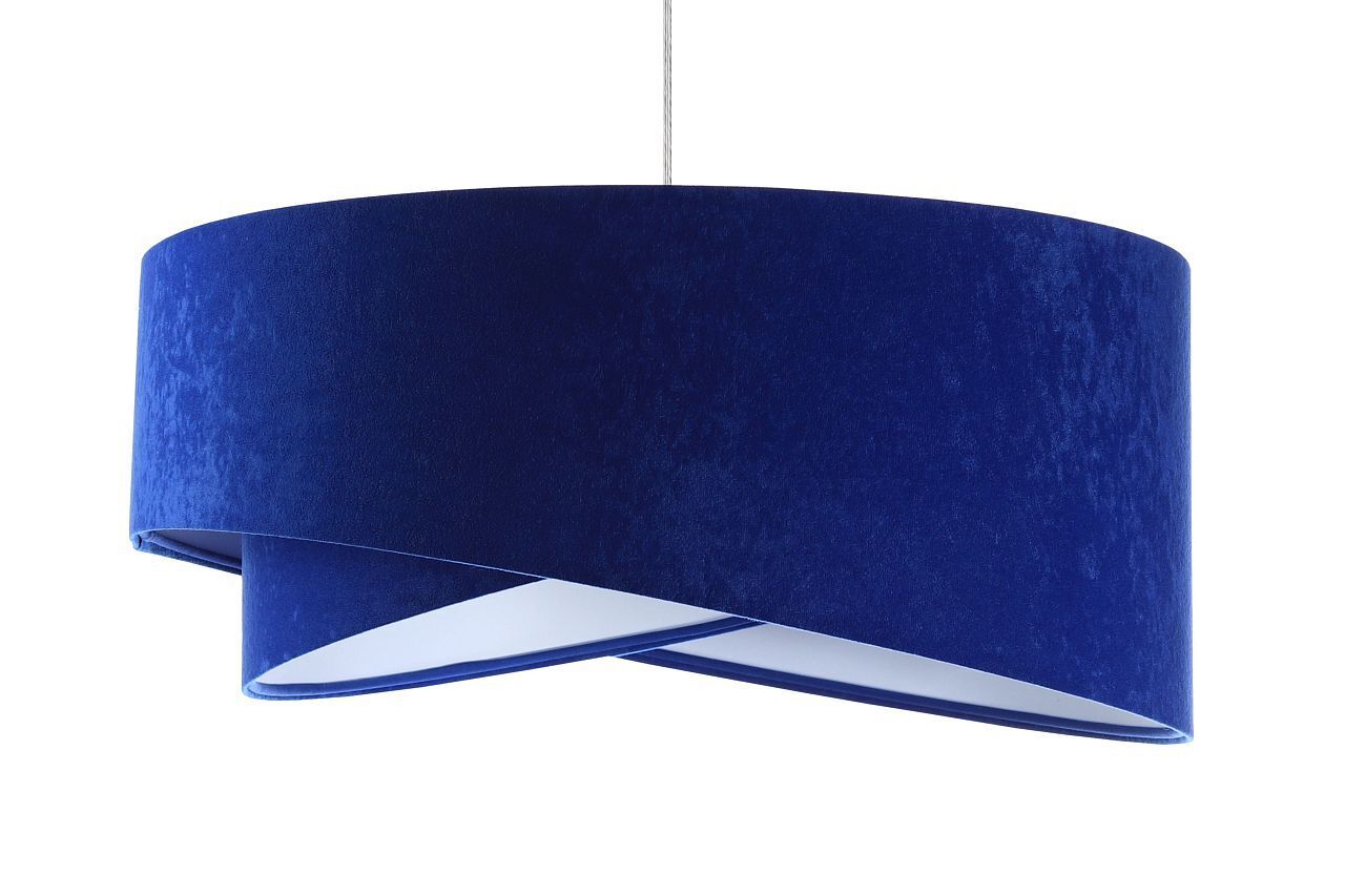 Lampe à suspendre ronde Ø 50 cm E27 Blanc Bleu cobalt rond