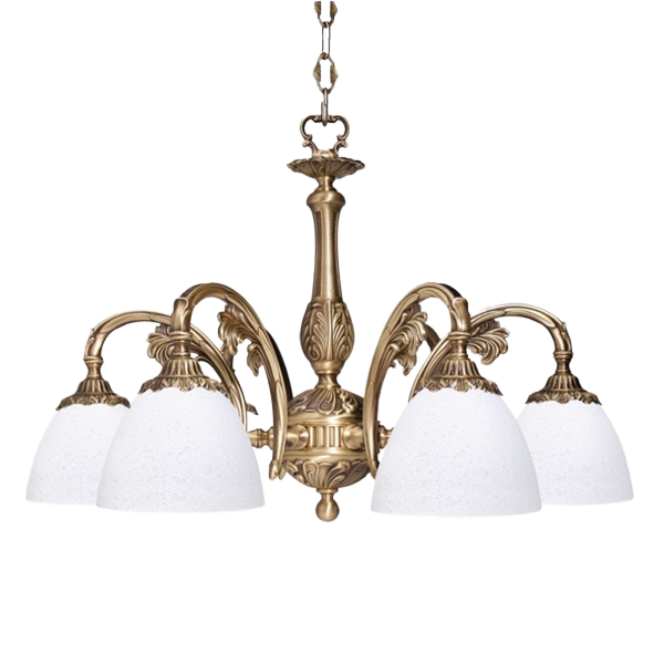 Kronleuchter, Beleuchtung, Messing, Fünfflammig, Glaskugeln