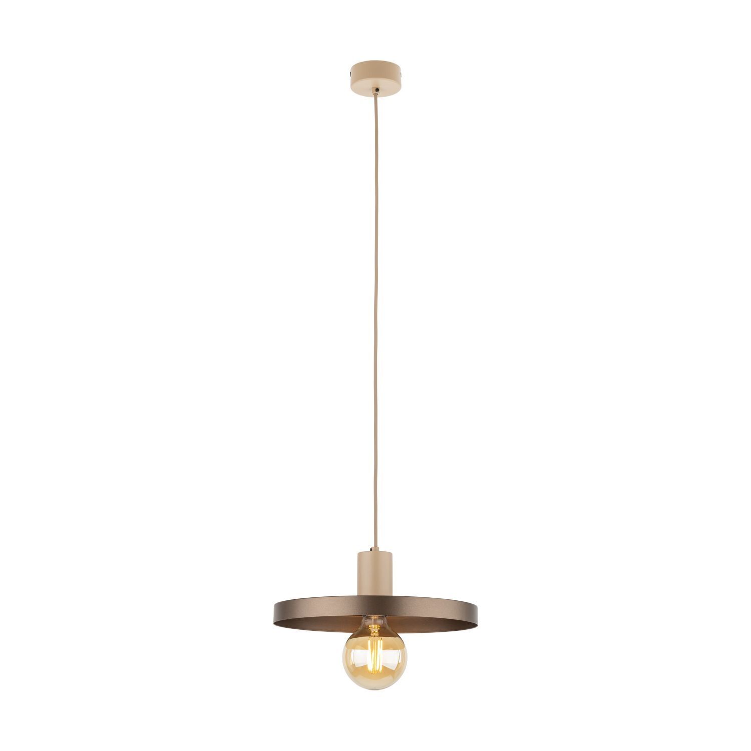 Suspension E27 Ø30 cm ronde Gris sable Marron Vintage