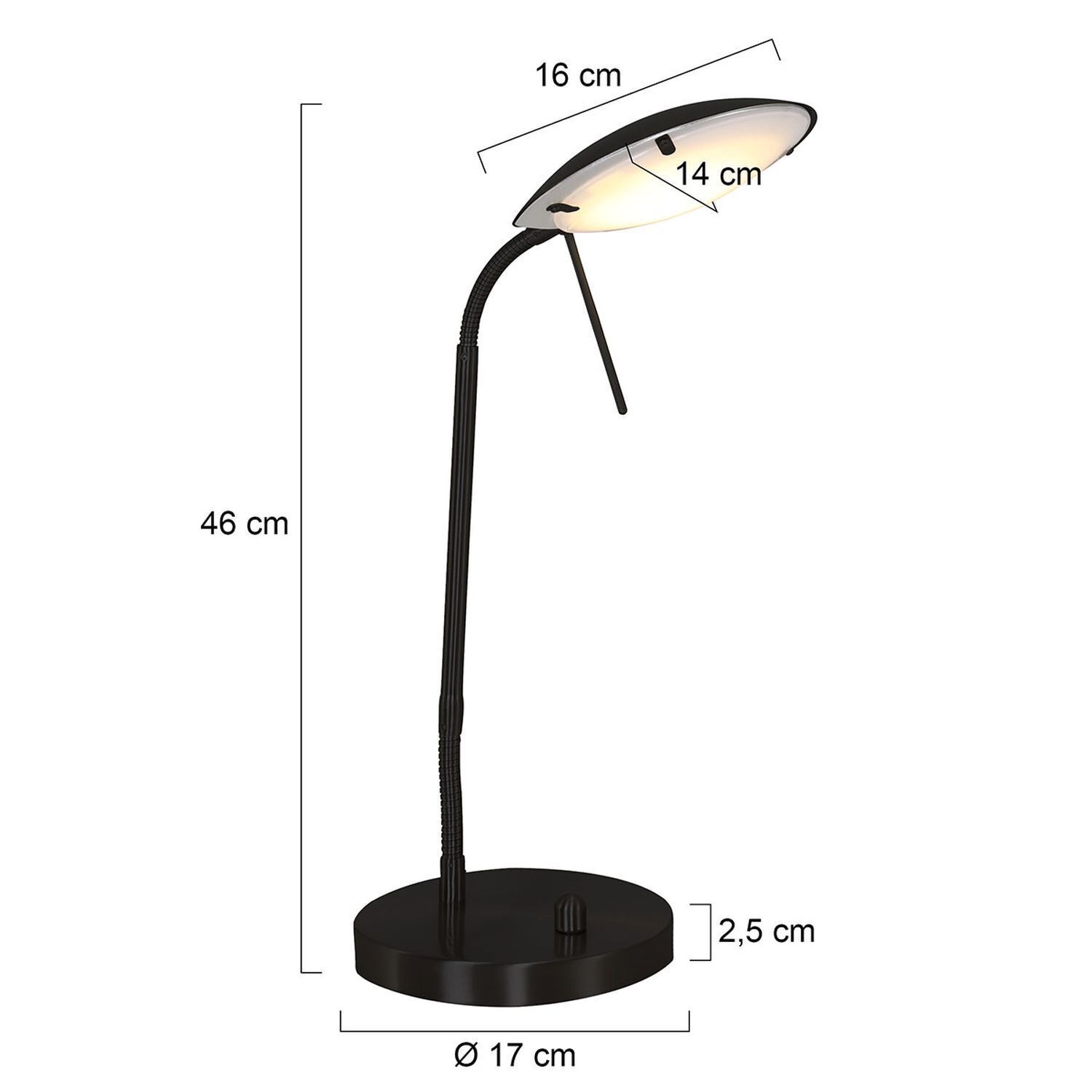 LED Schreibtischleuchte dimmbar Schwarz 46 cm 2700 K Lampe, Tischlampe, Lampenschirm