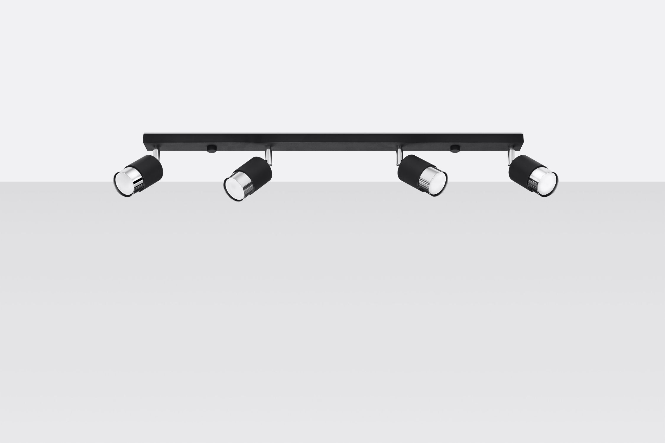 Deckenstrahöer Schwarz Chrom 81 cm lang schmal 4-flammig