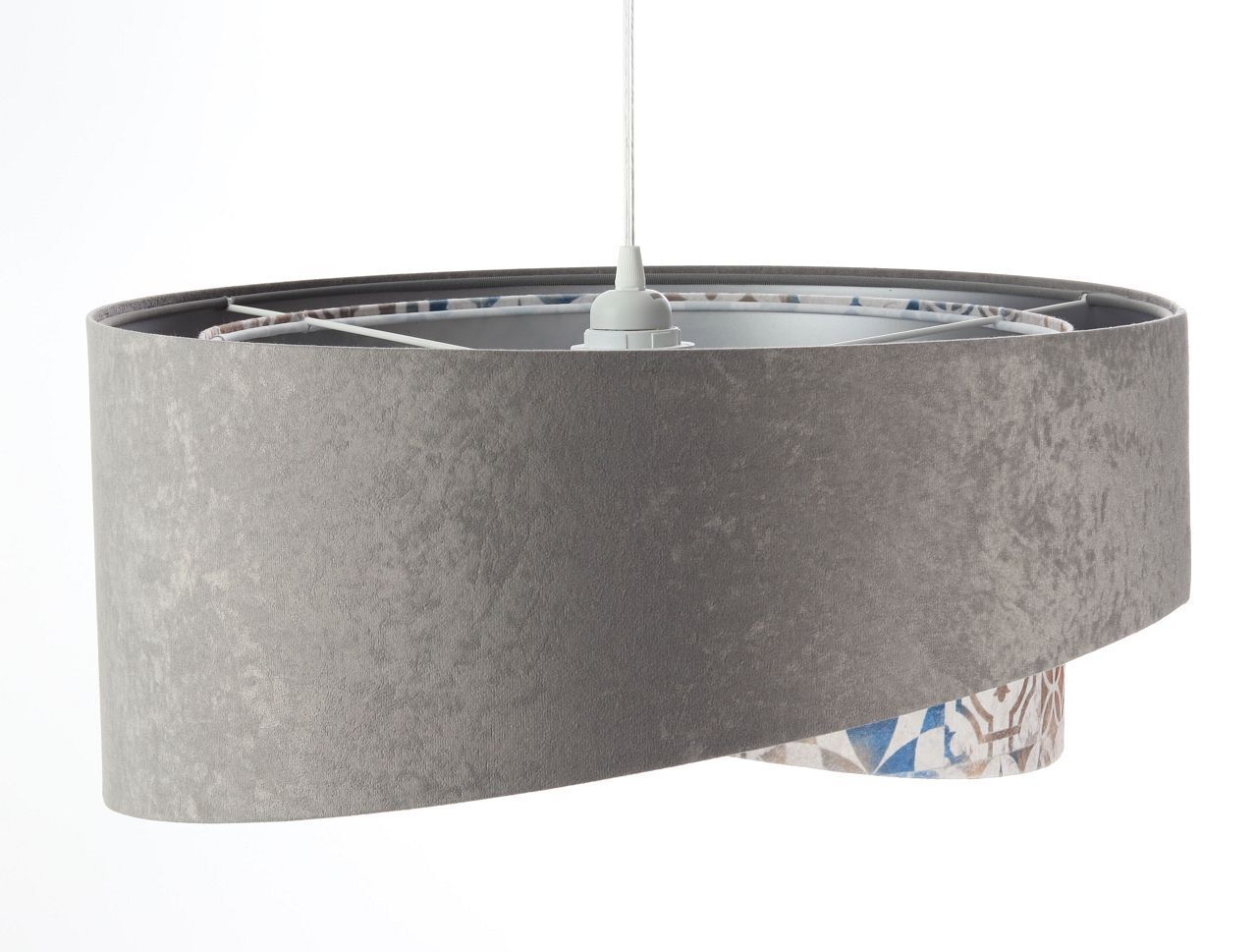 Suspension Abat-jour en tissu Ø 50 cm Gris Beige Argent E27