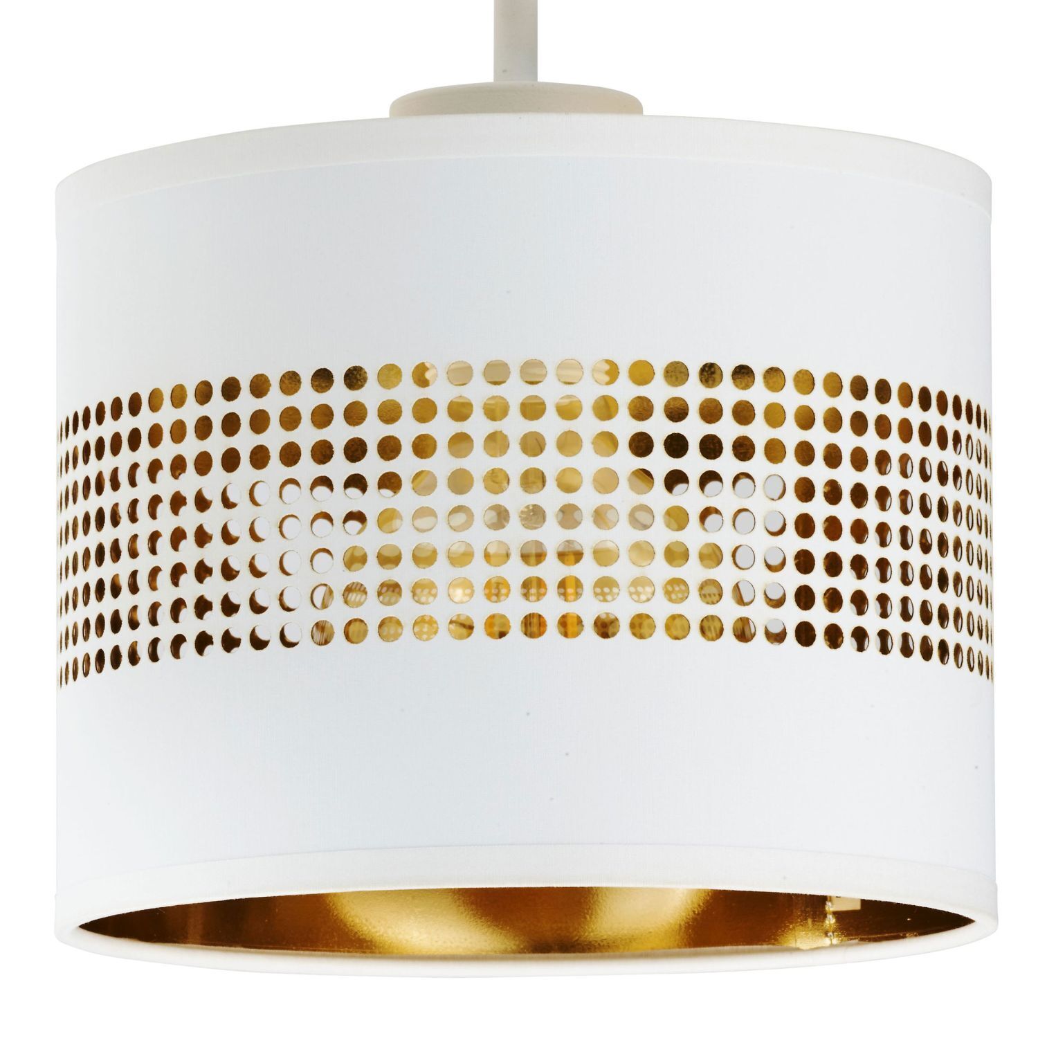 Längliche Deckenleuchte Stoff Weiß Gold E27 45 cm Lampe, Kronleuchter